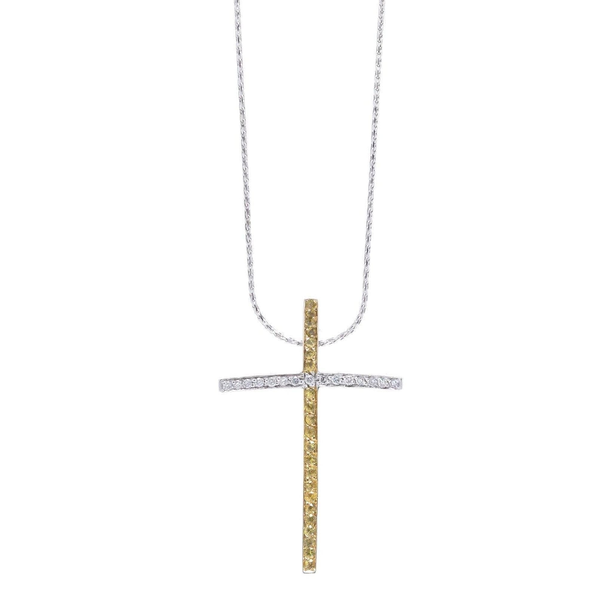 Chimento Diamond and Sapphire Cross Pendant Necklace