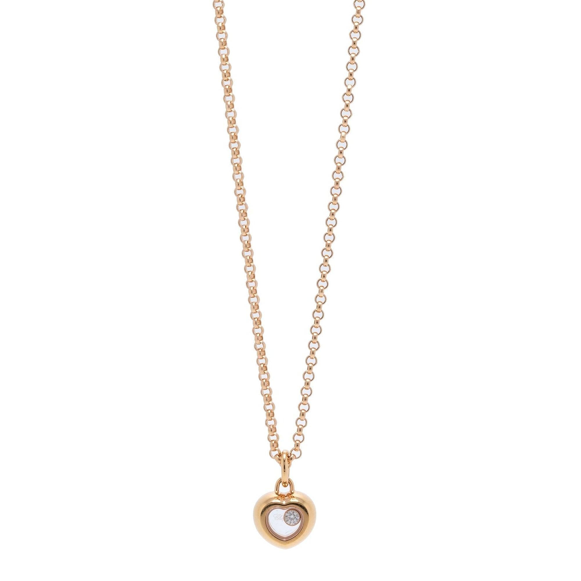 Chopard 18k Rose Gold Happy Diamonds Icons Heart Pendant Necklace
