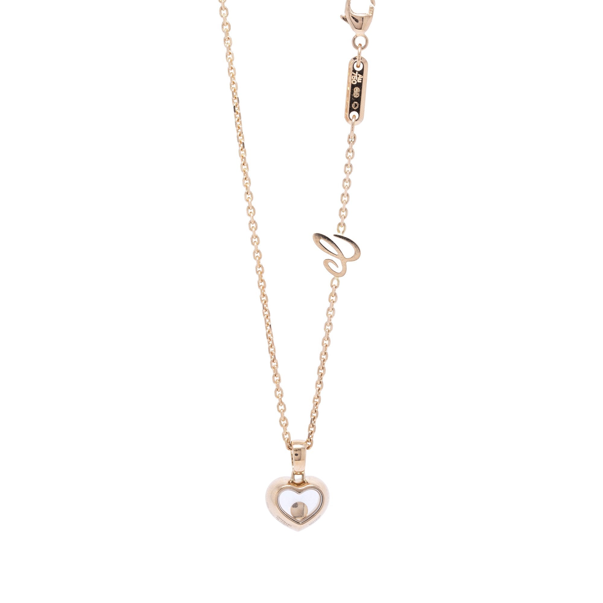 Chopard 18k Rose Gold Happy Diamonds Icons Pendant Necklace w/ Box