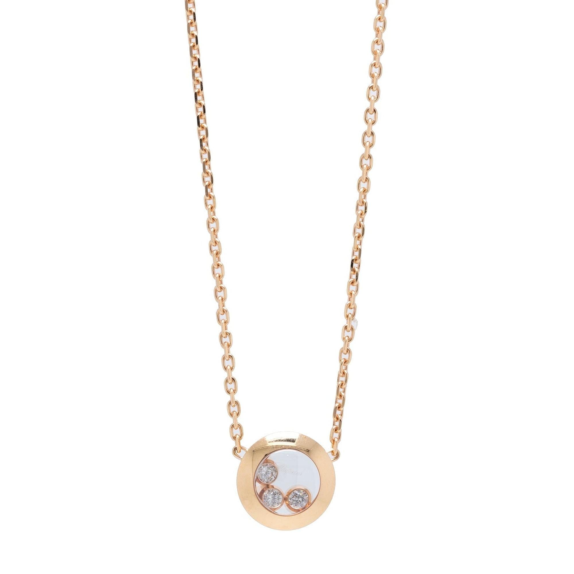 Chopard 18k Rose Gold Happy Diamonds Icons Round Pendant Necklace