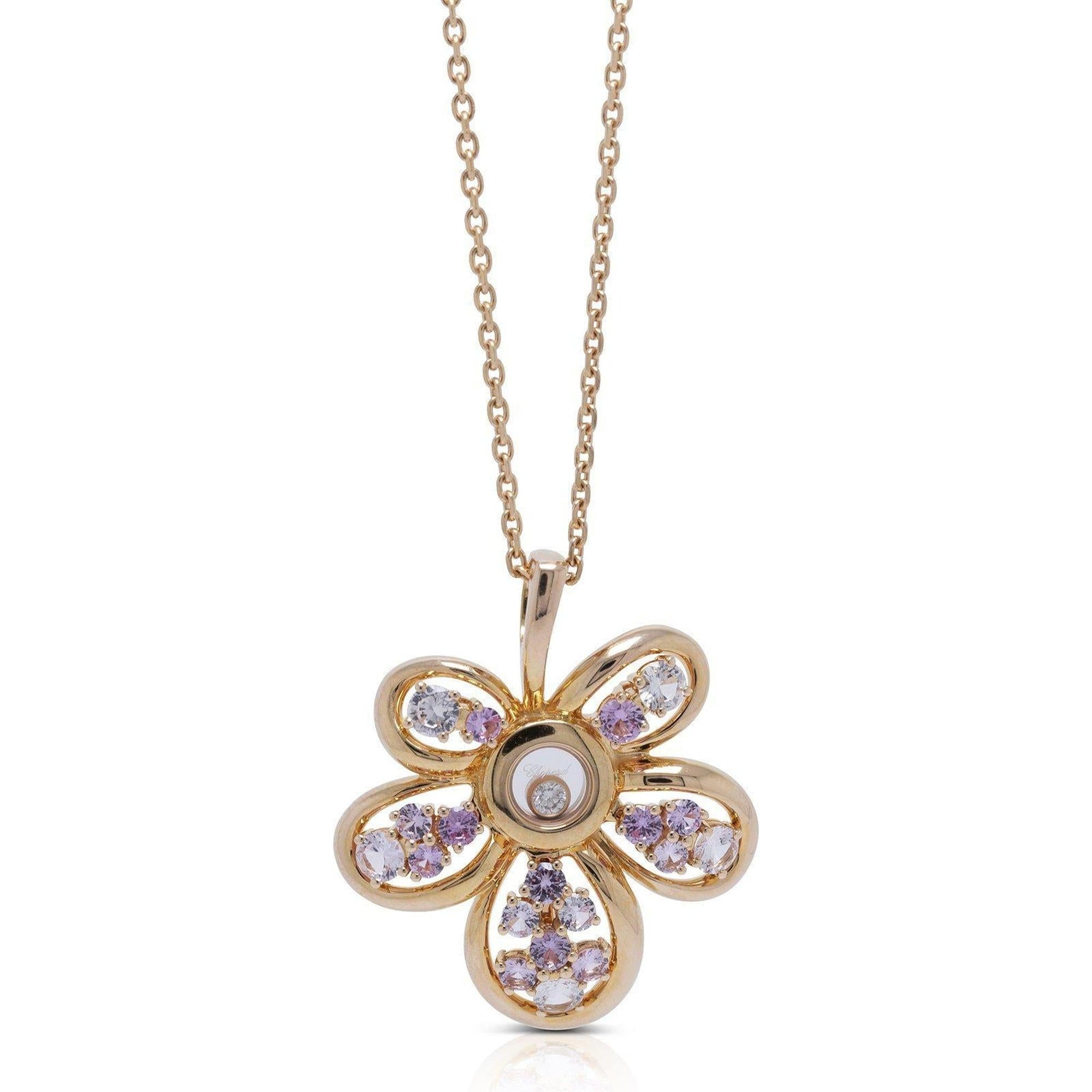 Chopard 18k Rose Gold Happy Diamonds Joaillerie Pendant Necklace w/ Box