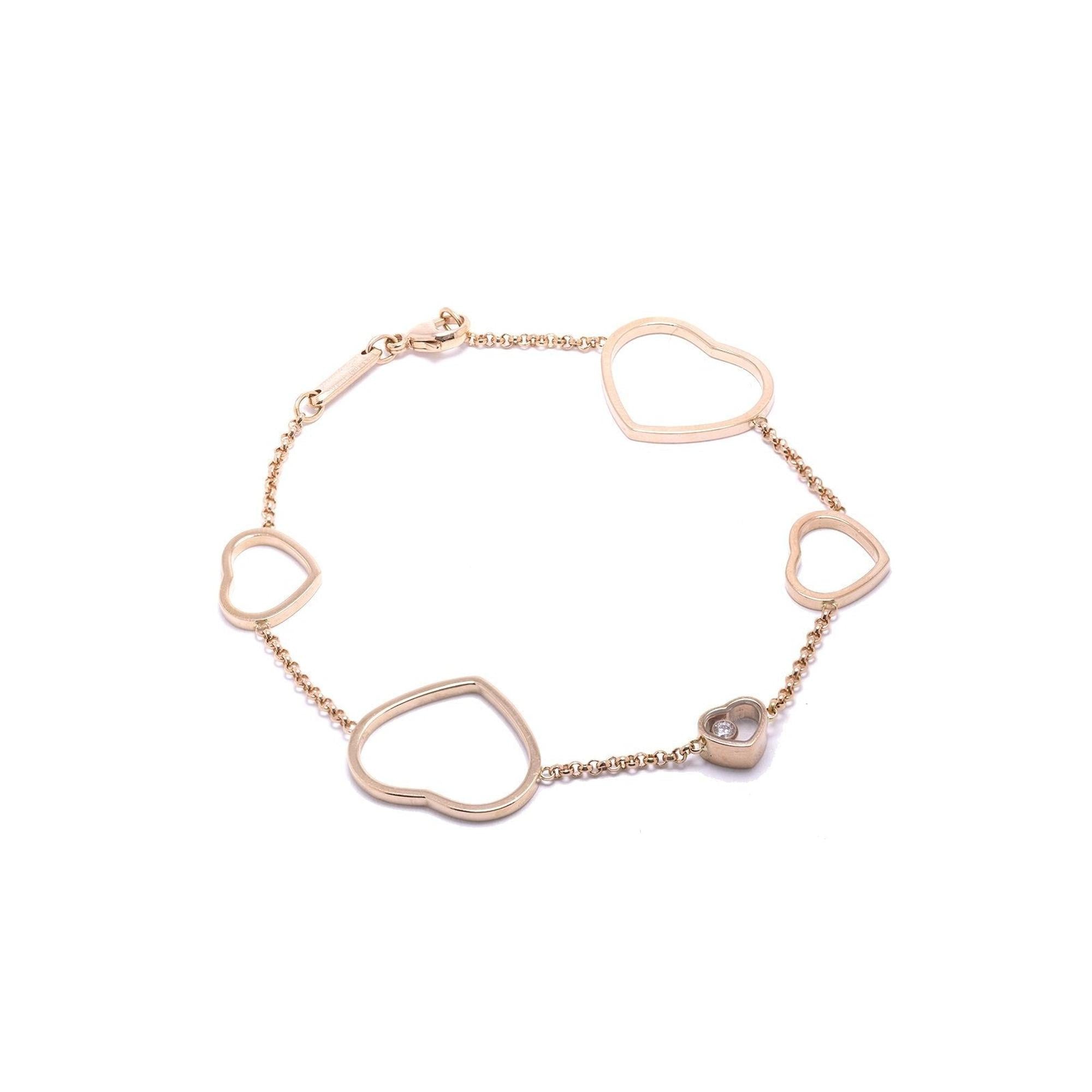 Chopard 18k Rose Gold Happy Hearts Diamond Bracelet w/ Box