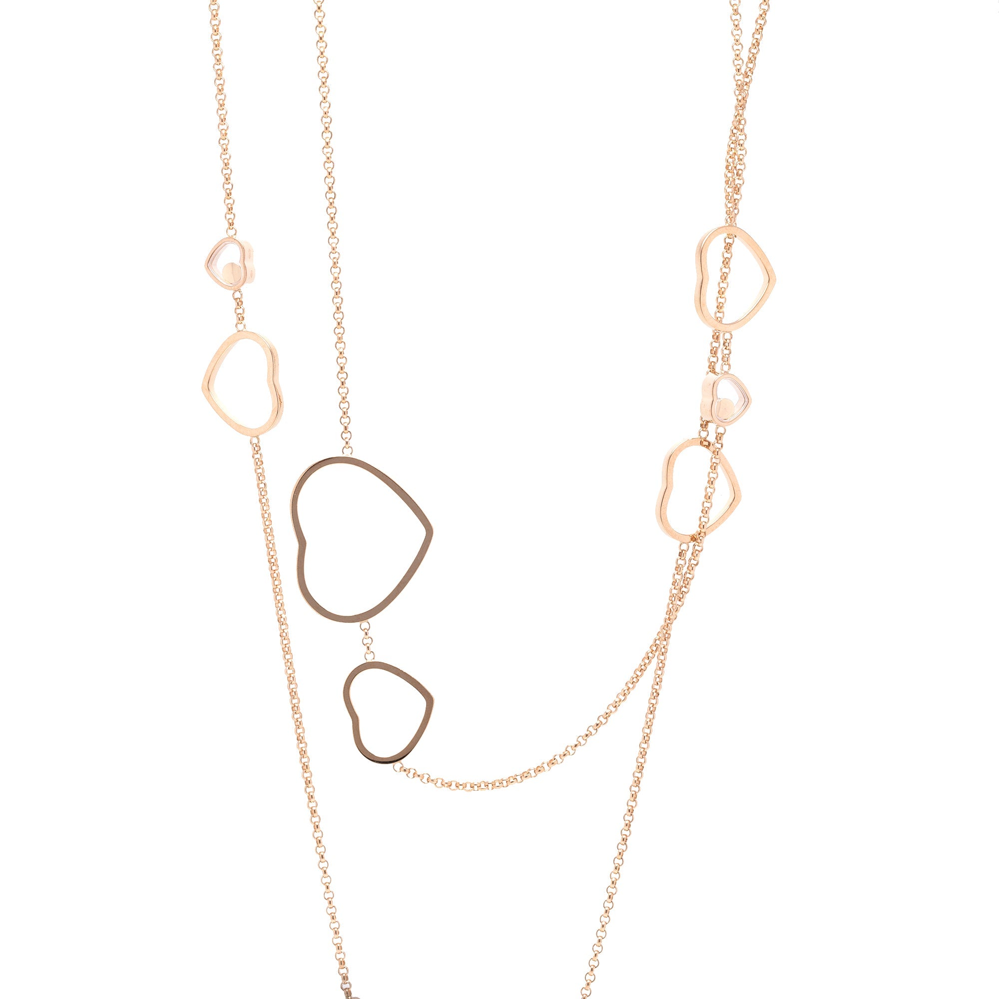 Chopard 18k Rose Gold Happy Hearts Diamond Necklace w/ Box