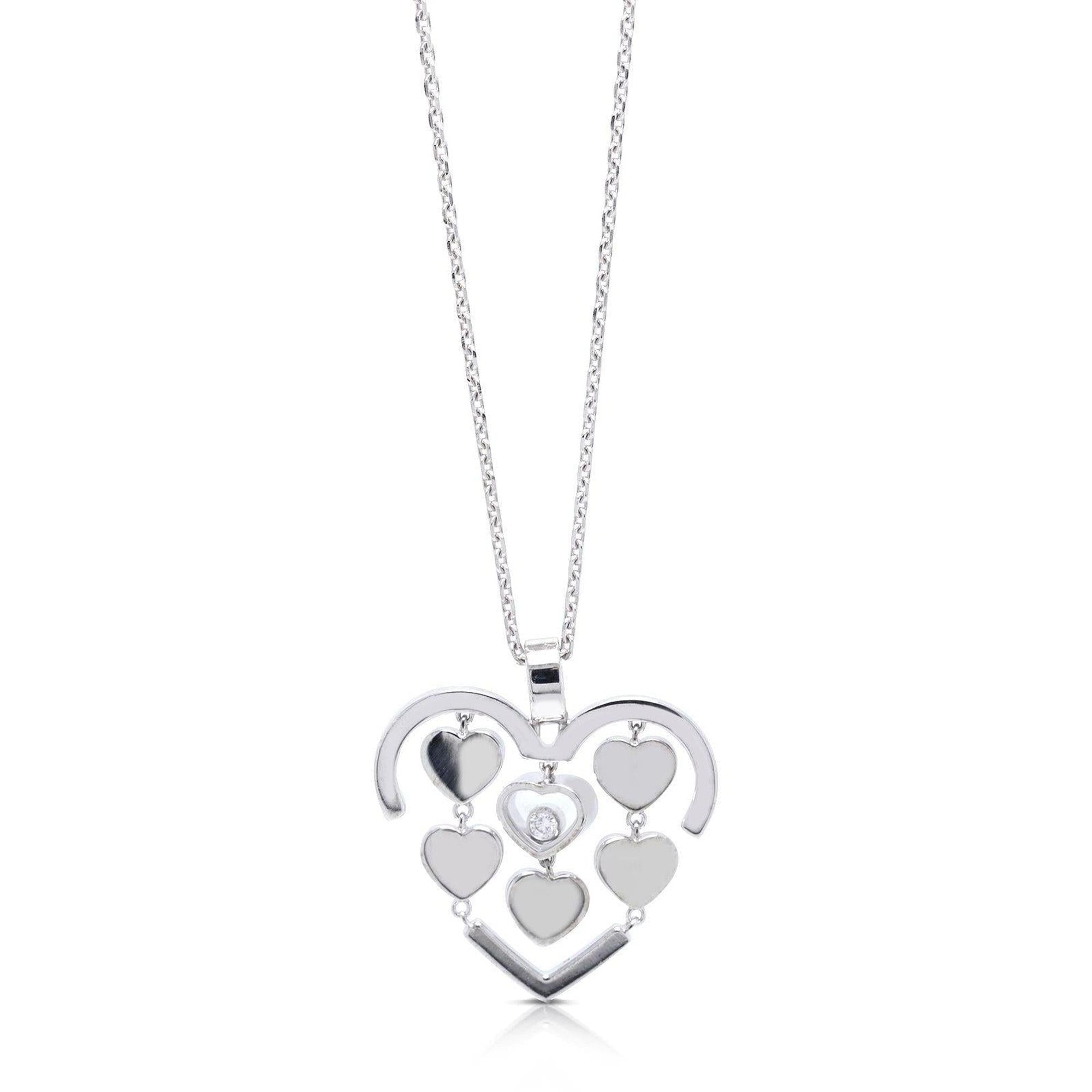 Chopard 18k White Gold Happy Amore Diamond Pendant Necklace
