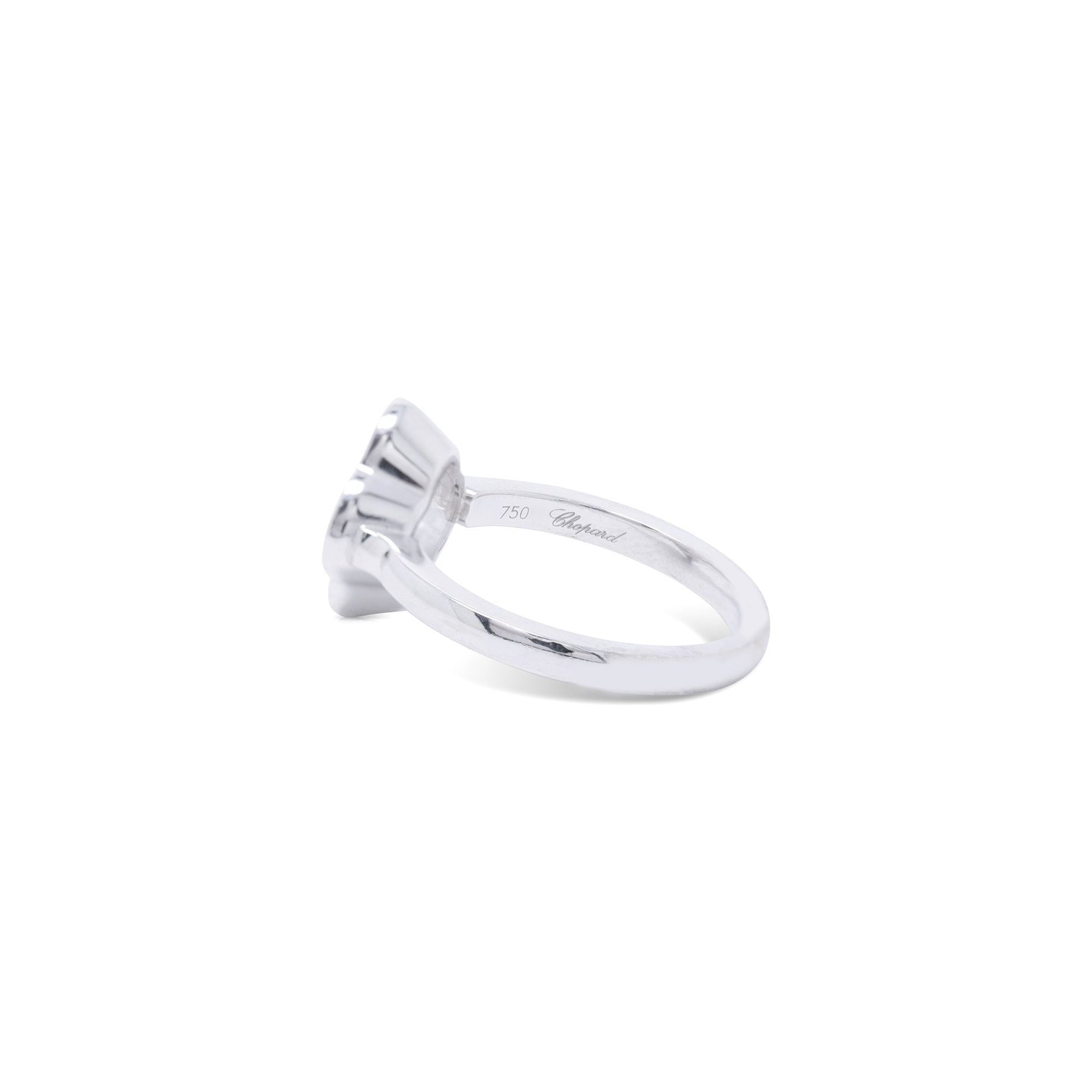 Chopard 18k White Gold Happy Diamonds Clover Ring w/ Box & Certificate