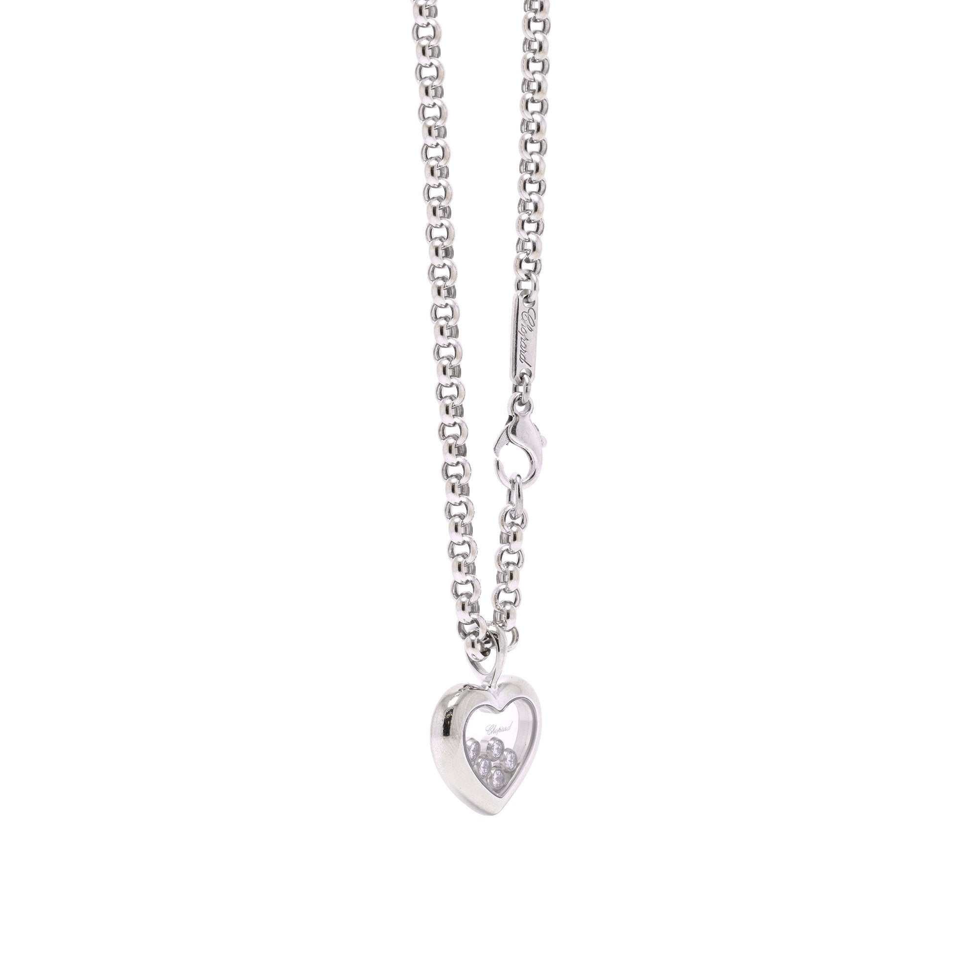 Chopard 18k White Gold Happy Diamonds Icon Heart Pendant Necklace