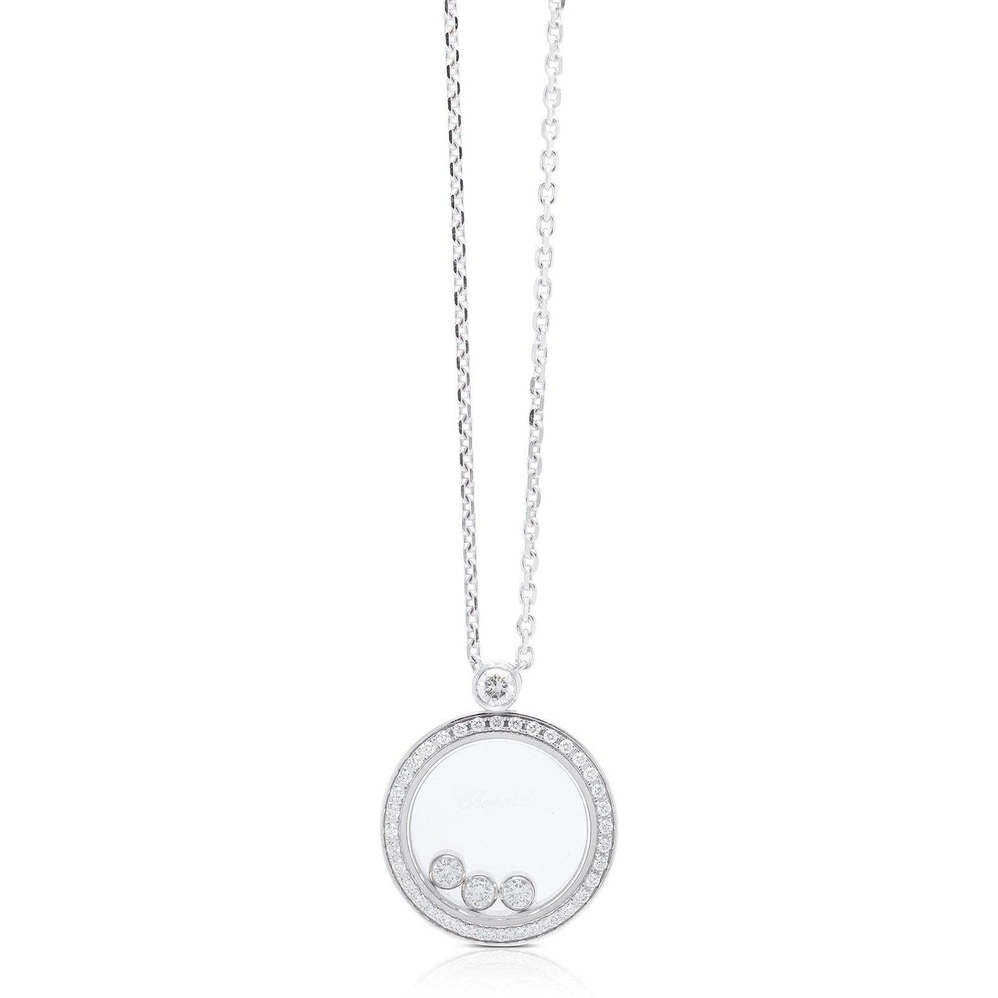 Chopard 18k White Gold Happy Diamonds Icon Pendant Necklace w/ Box