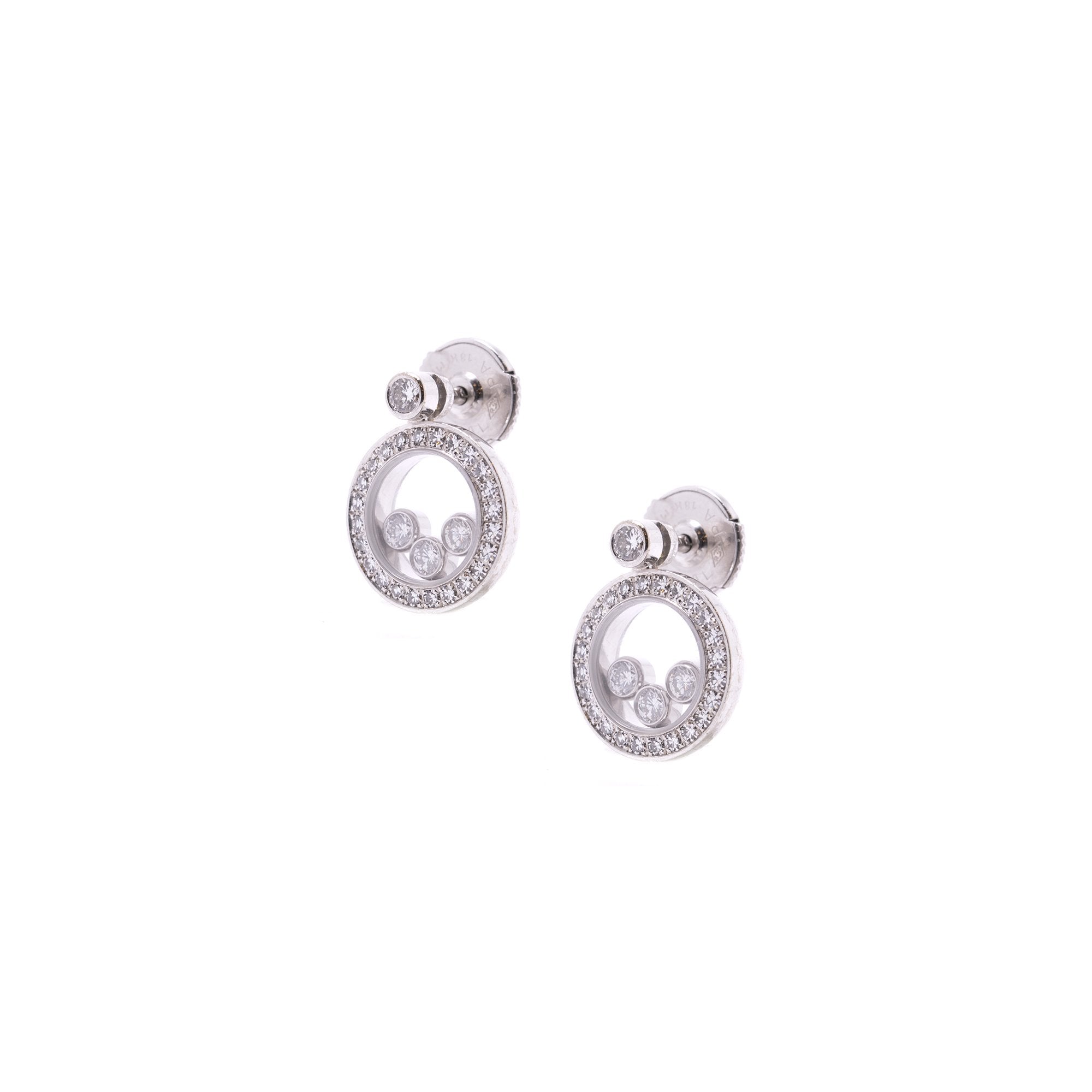 Chopard 18k White Gold Happy Diamonds Icons Earrings