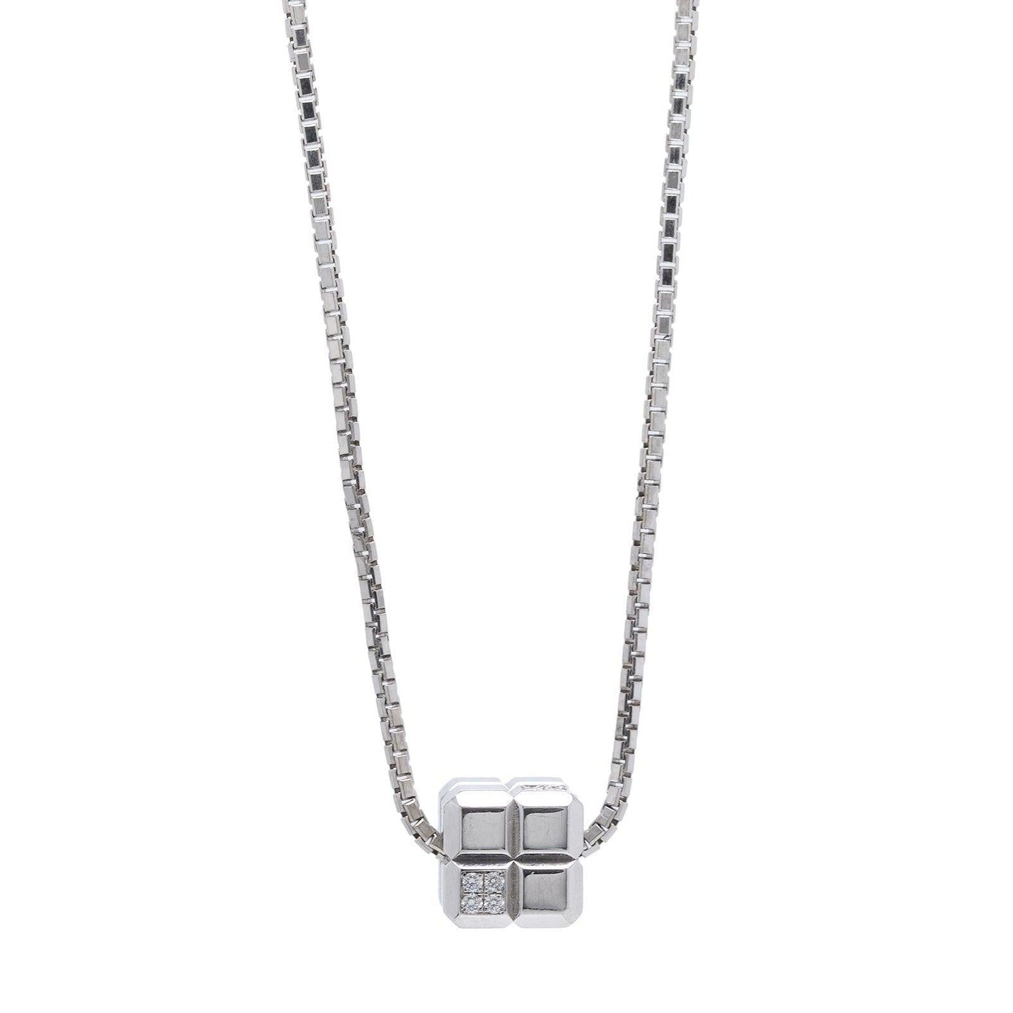 Chopard 18k White Gold Ice Cube Pendant Necklace with Diamonds