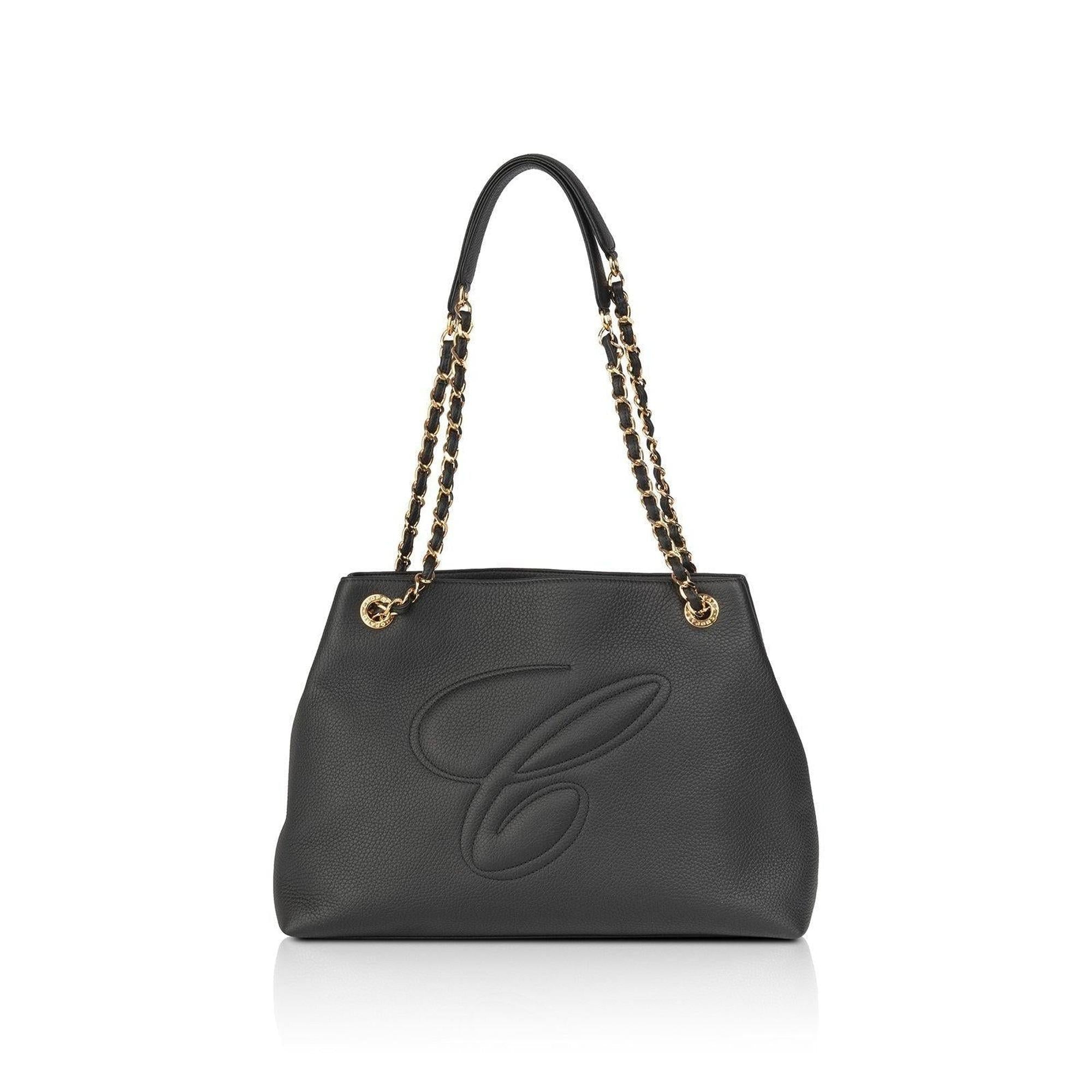 Chopard Black Shopper C Leather Tote w/ Authenticity Card