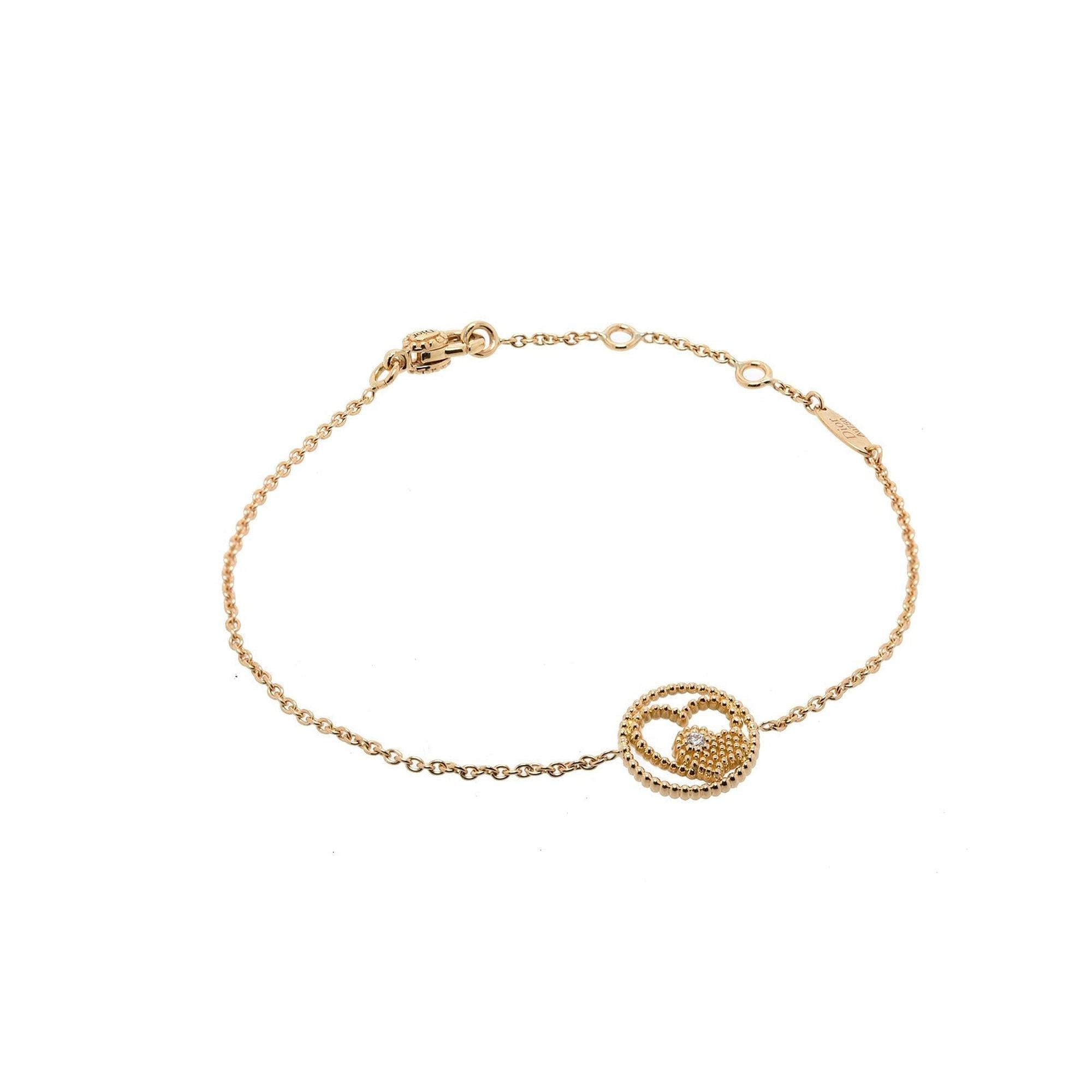Christian Dior 18k Gold Diamond & Mother of Pearl Rose Des Vents Bracelet w/ Box & Certificate
