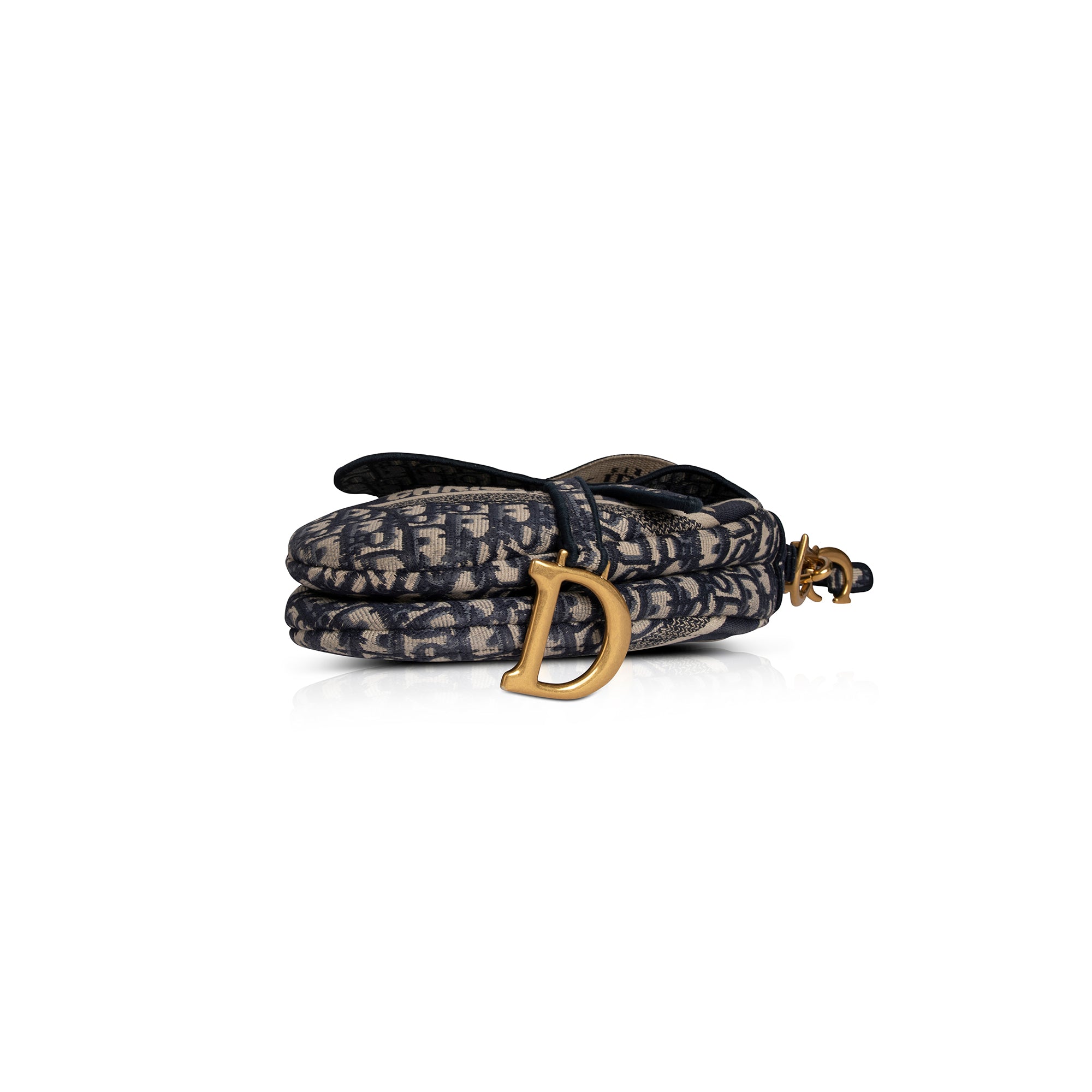 Christian Dior 2020 Embroidery Oblique Saddle Bag w/ Shoulder Strap