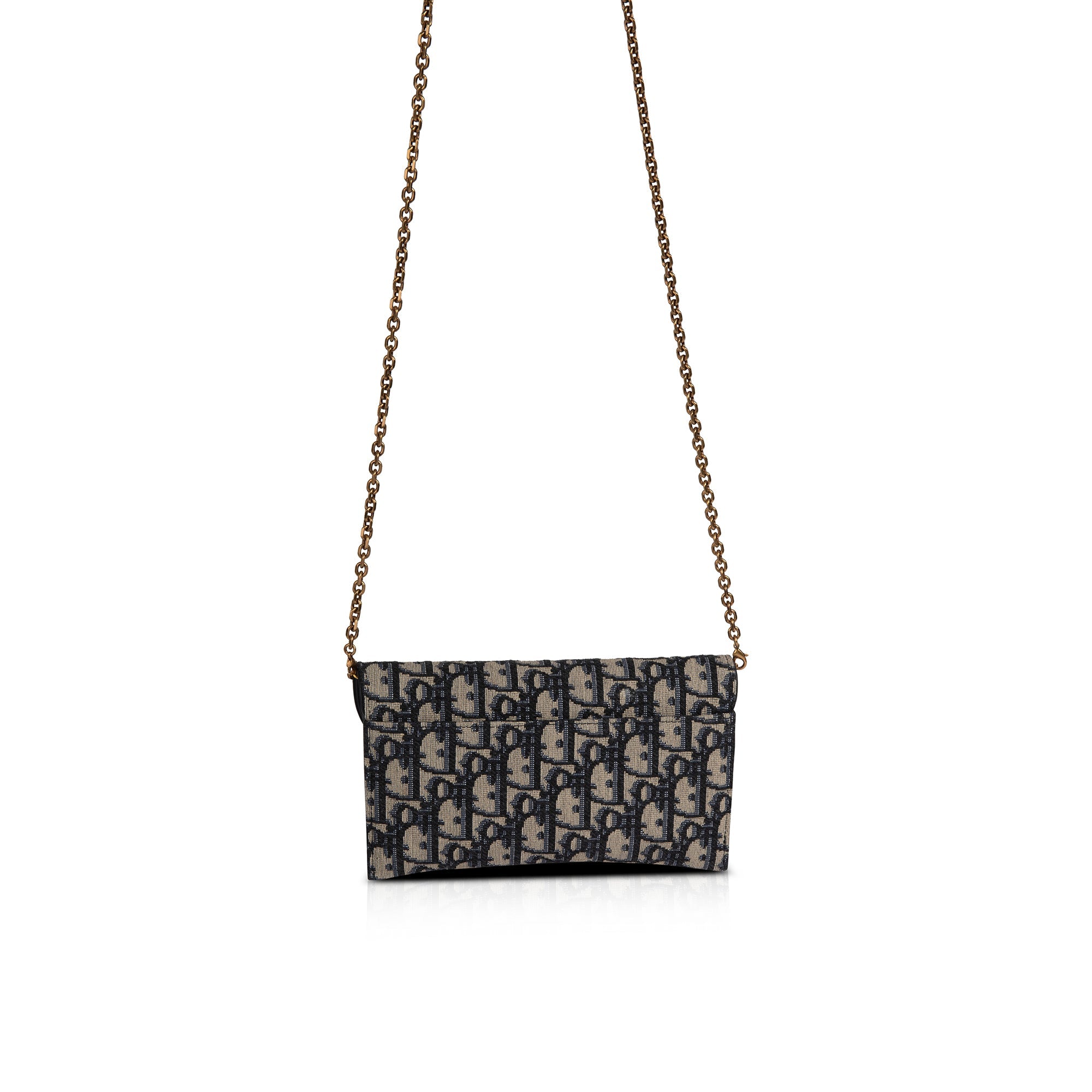 Christian Dior 2021 Oblique Saddle Wallet on Chain w/ Box