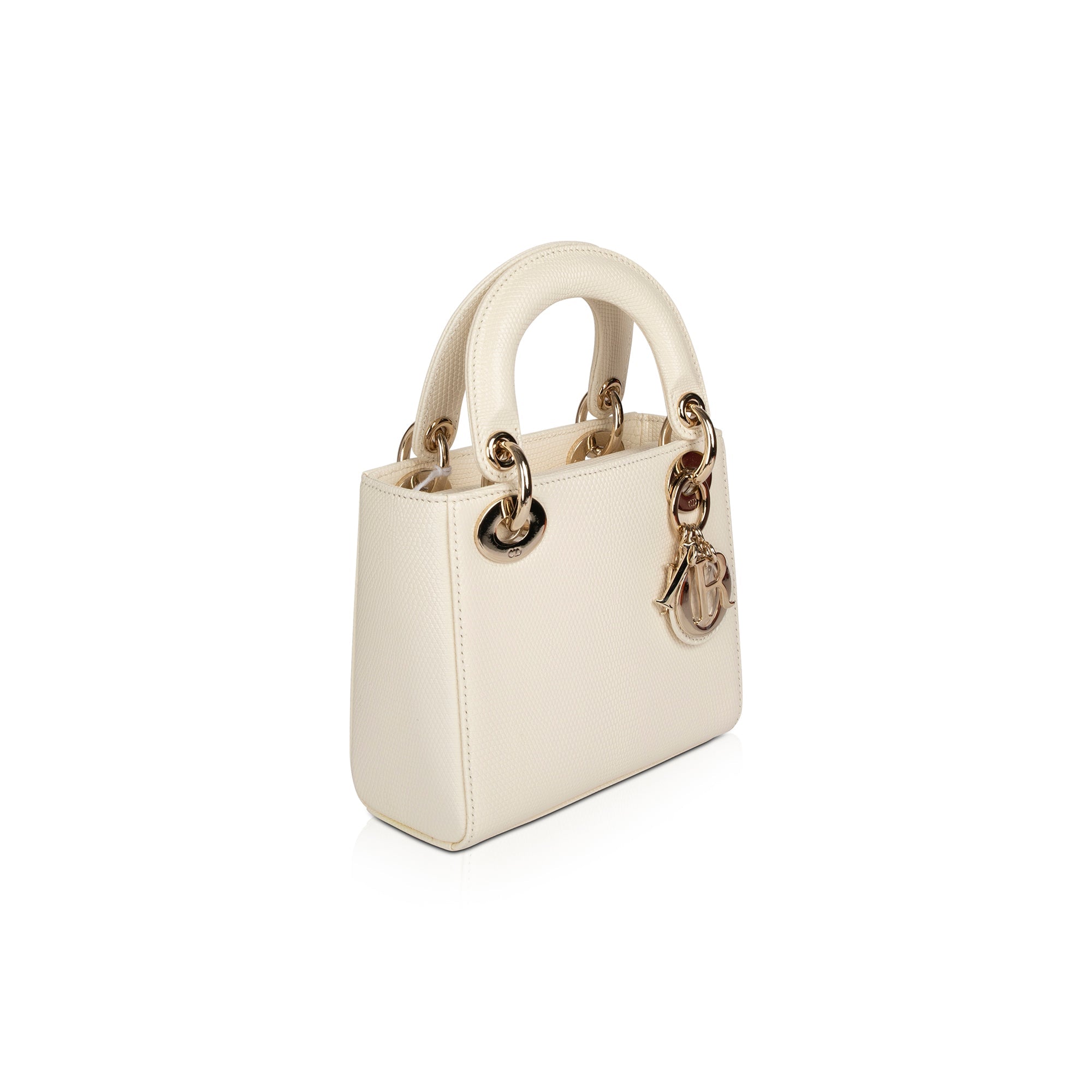 Christian Dior 2021 White Lizard Mini Lady Dior Bag w/ Box