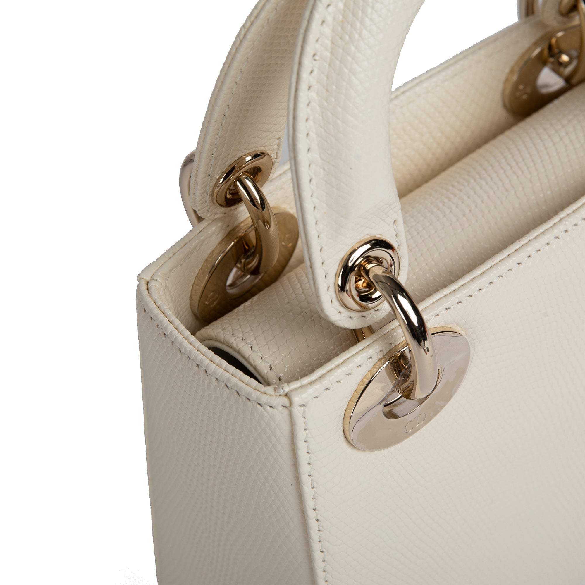 Christian Dior 2021 White Lizard Mini Lady Dior Bag w/ Box