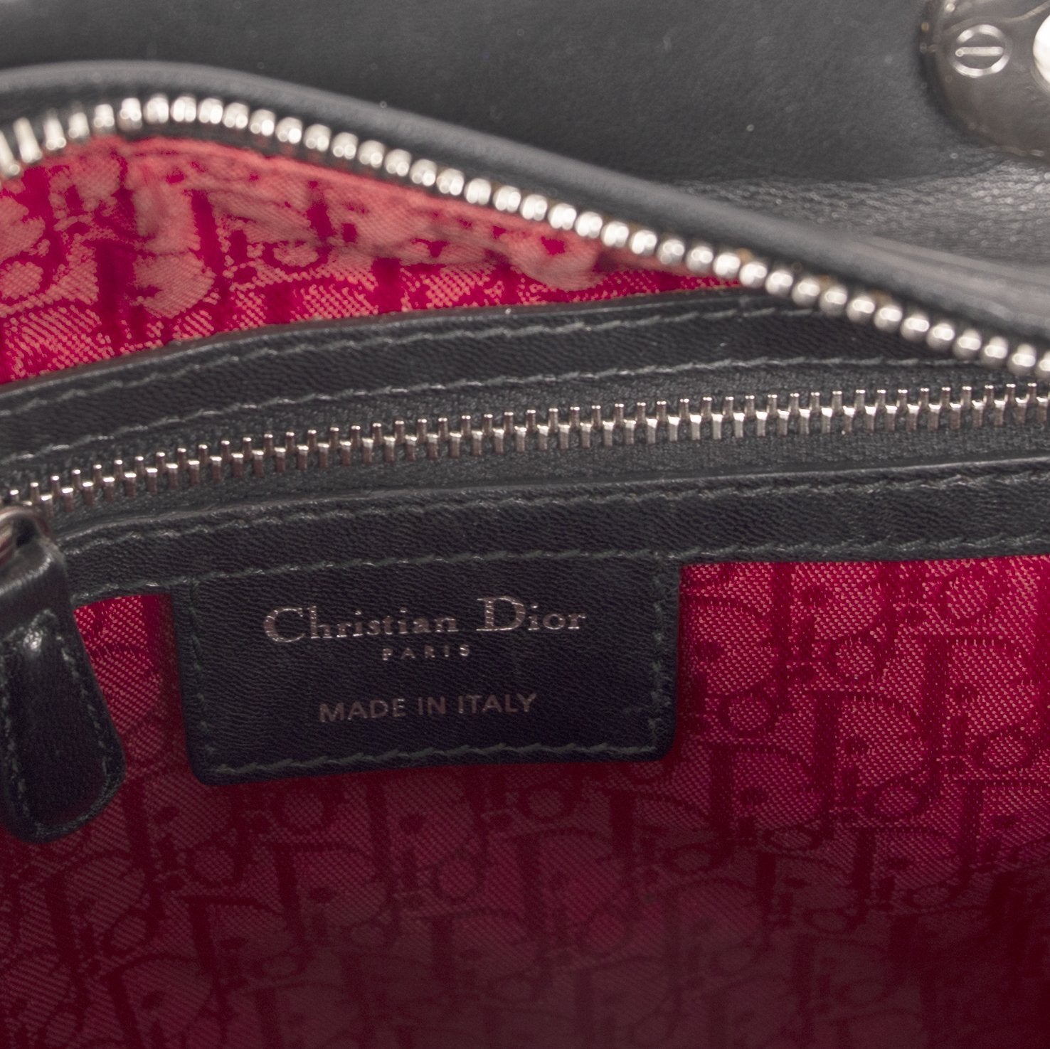 Christian Dior Black Lambskin Medium Lady Dior Bag