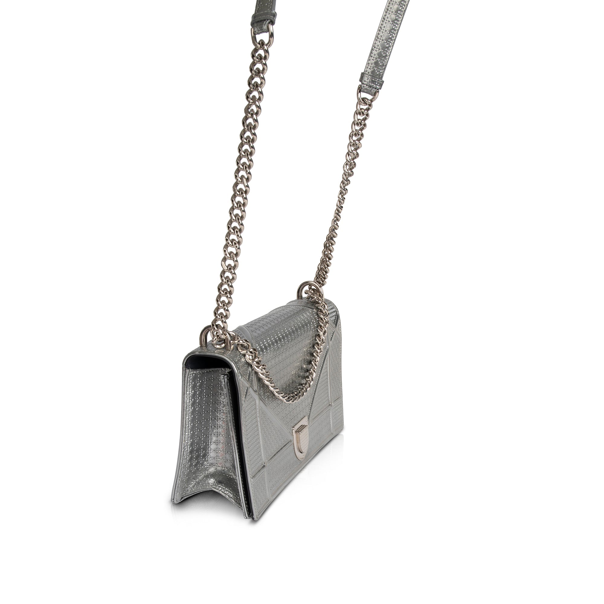Christian Dior Large Metallic Microcannage Diorama Shoulder Bag