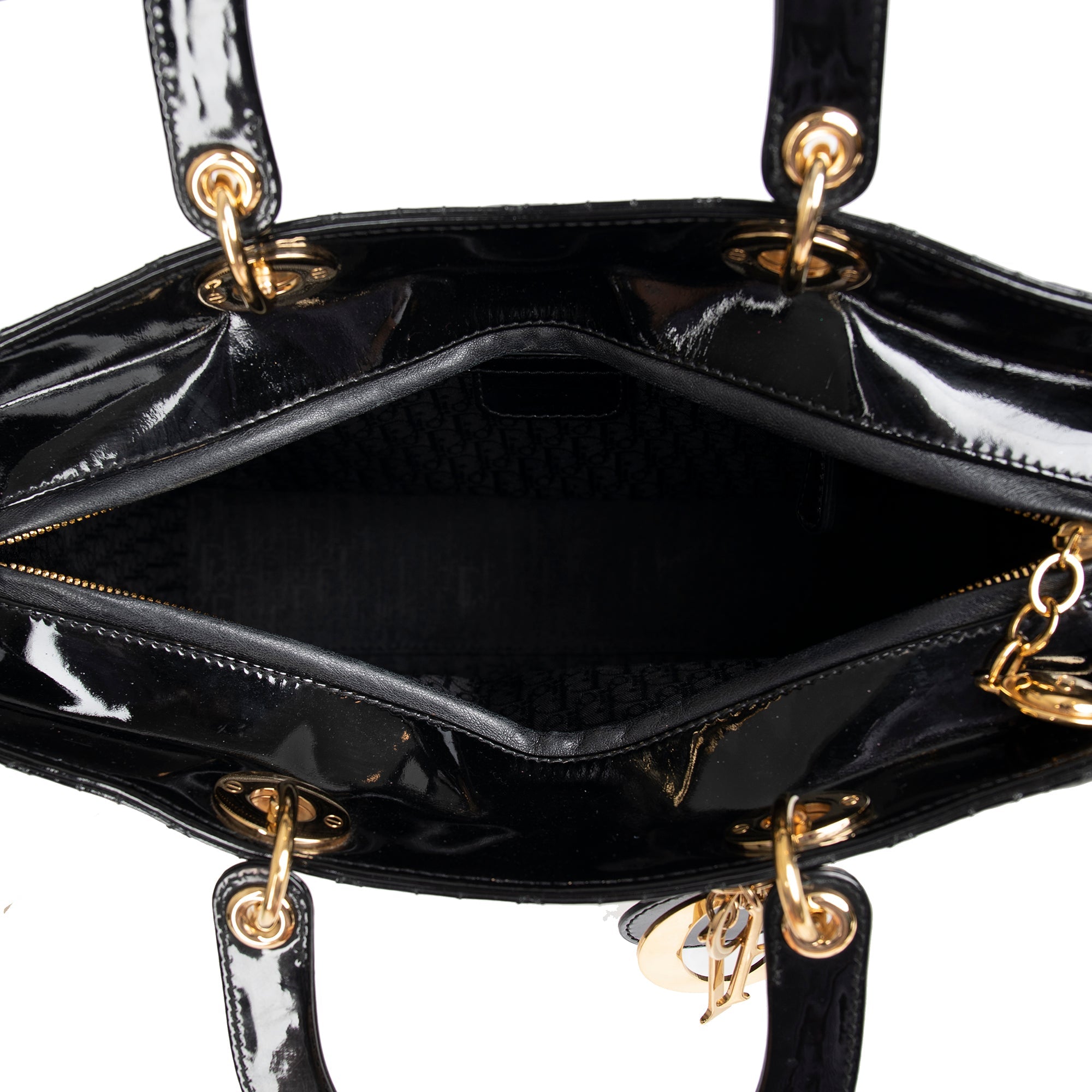 Christian Dior Large Patent Leather Lady Dior Bag