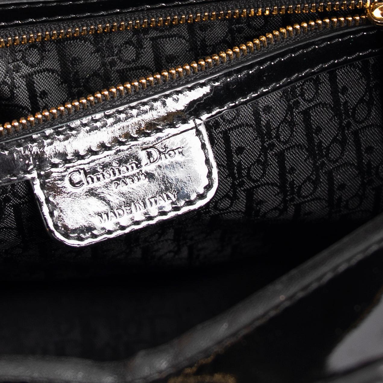 Christian Dior Large Patent Leather Lady Dior Bag