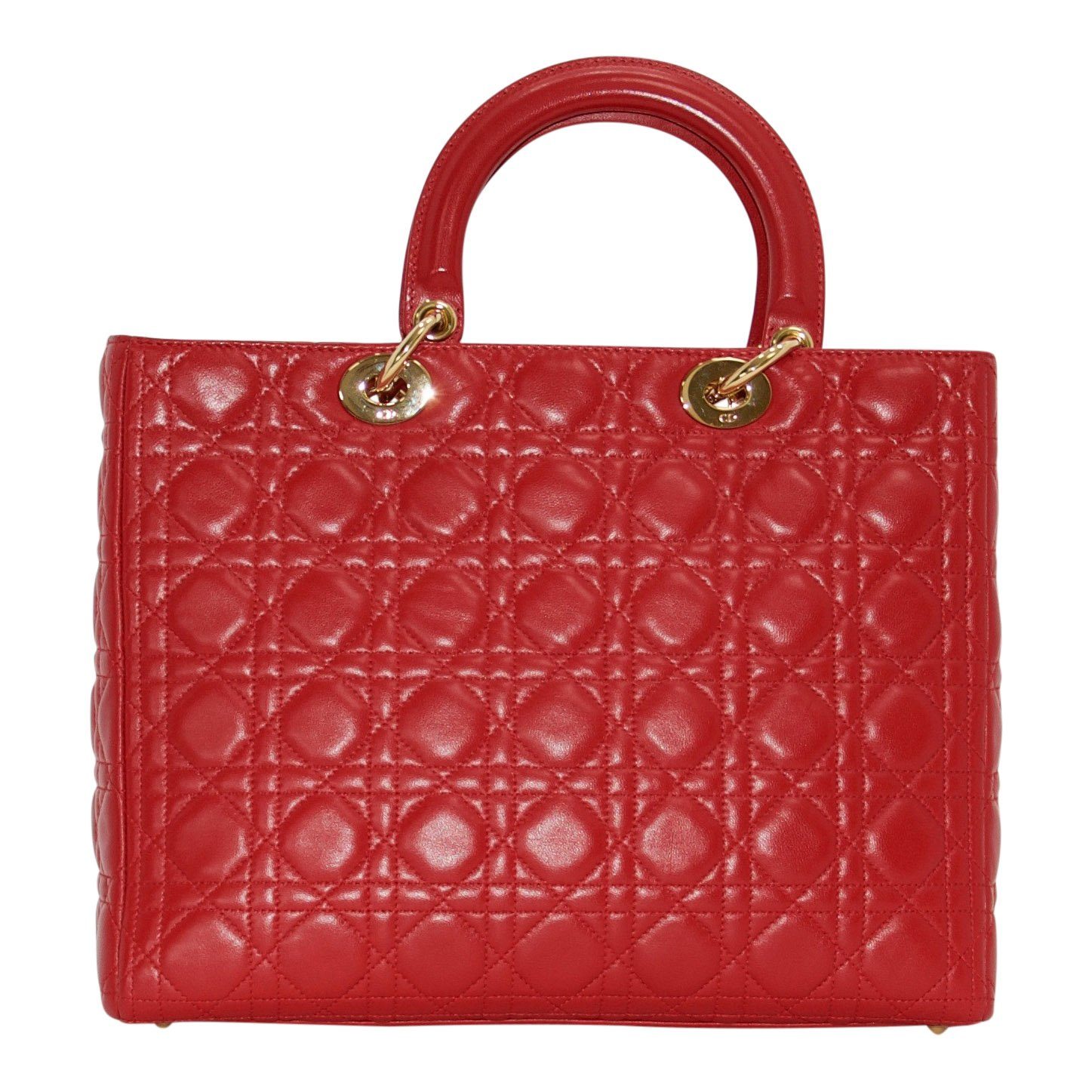Christian Dior Large Red Leather Lady Dior Bag