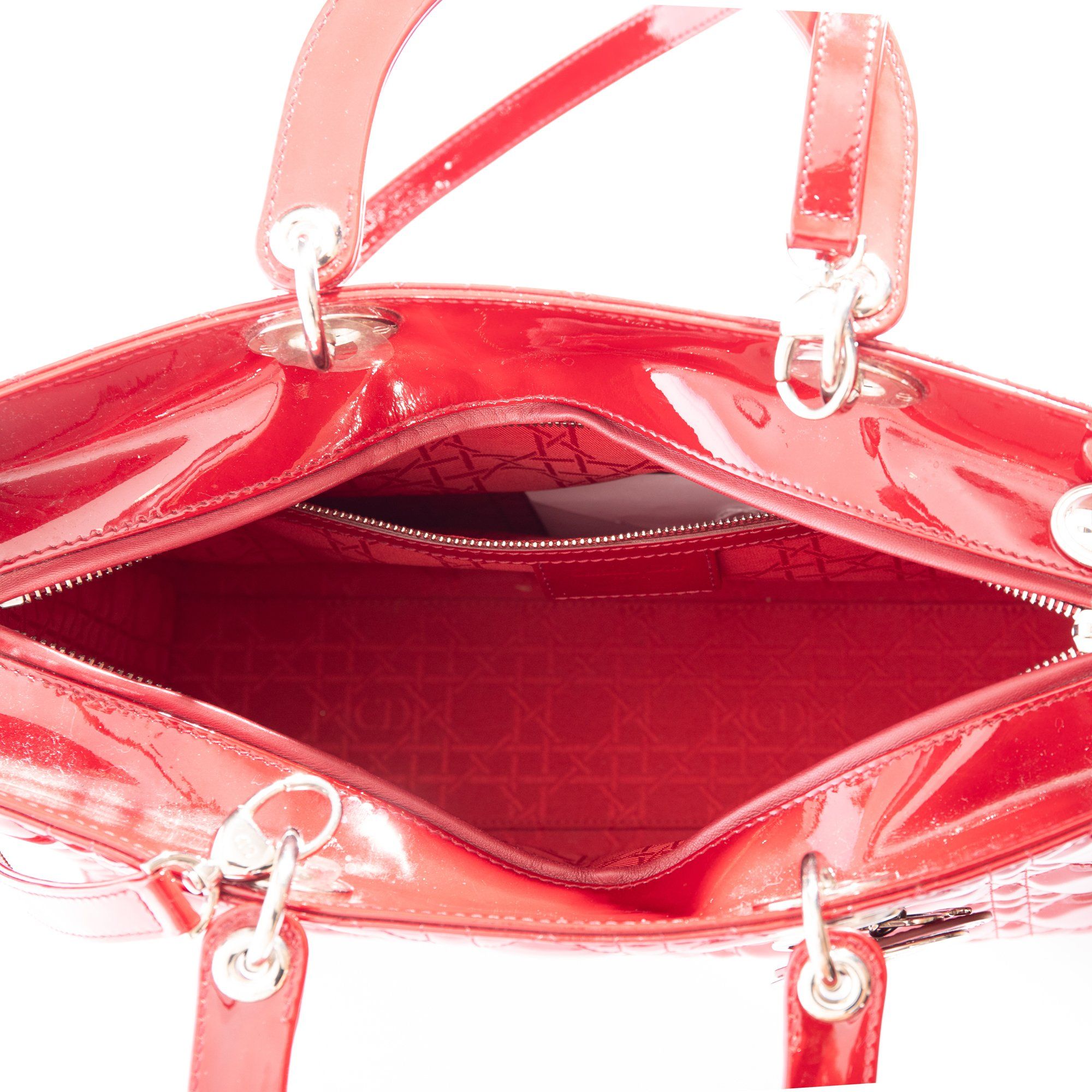 Christian Dior Large Red Leather Lady Dior Bag