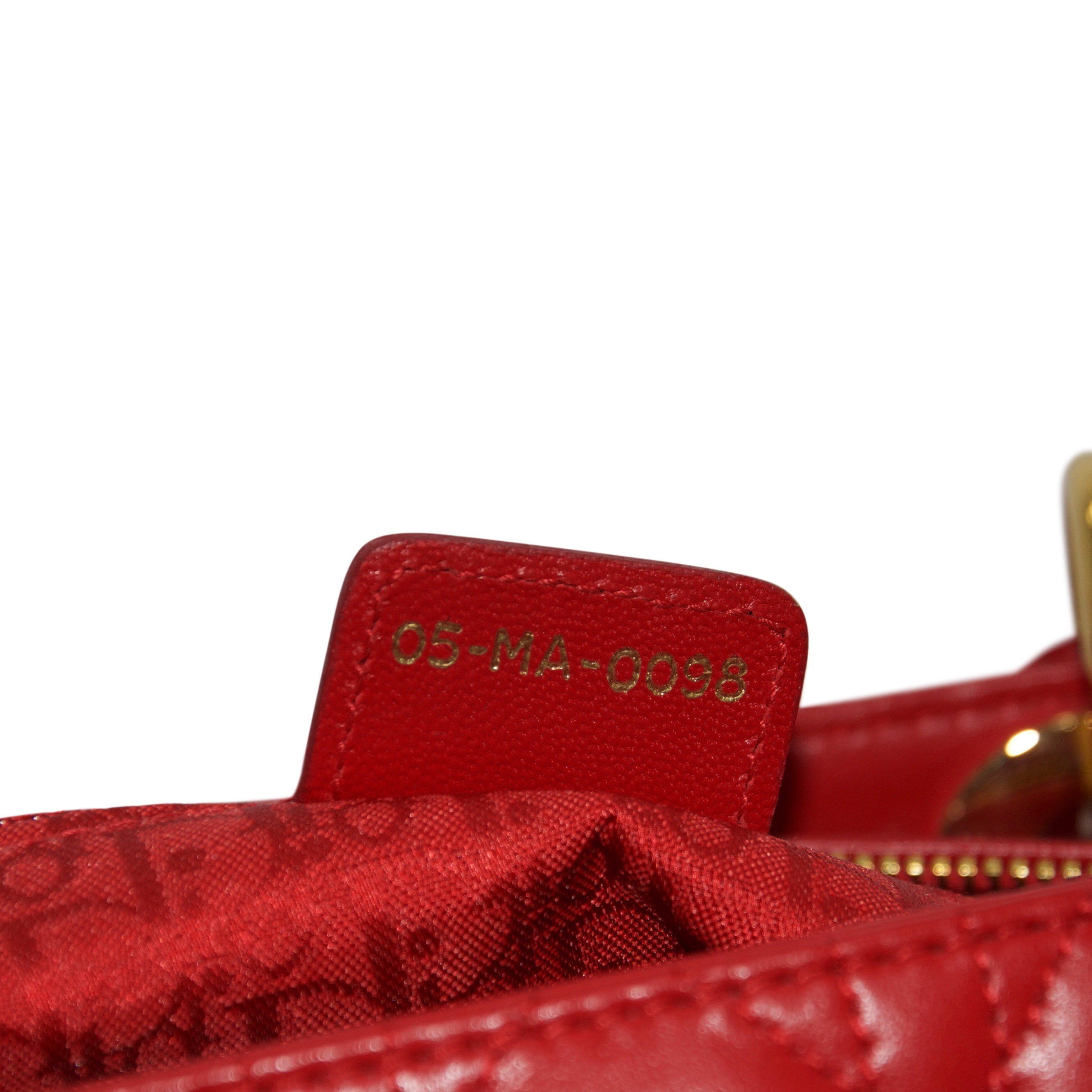 Christian Dior Large Red Leather Lady Dior Bag