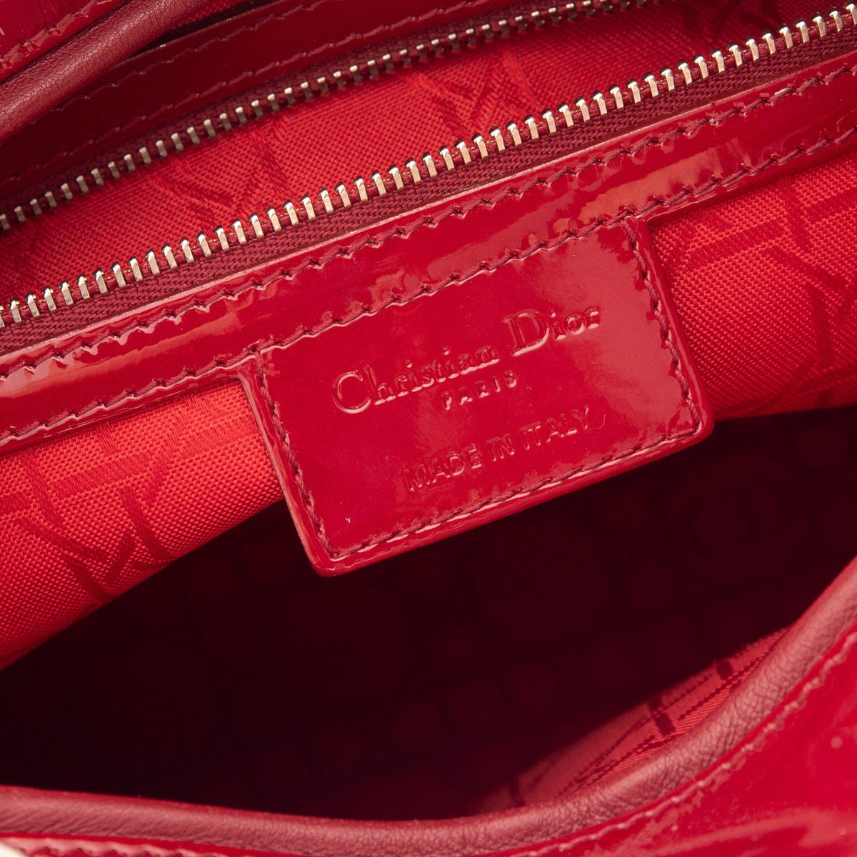 Christian Dior Large Red Leather Lady Dior Bag
