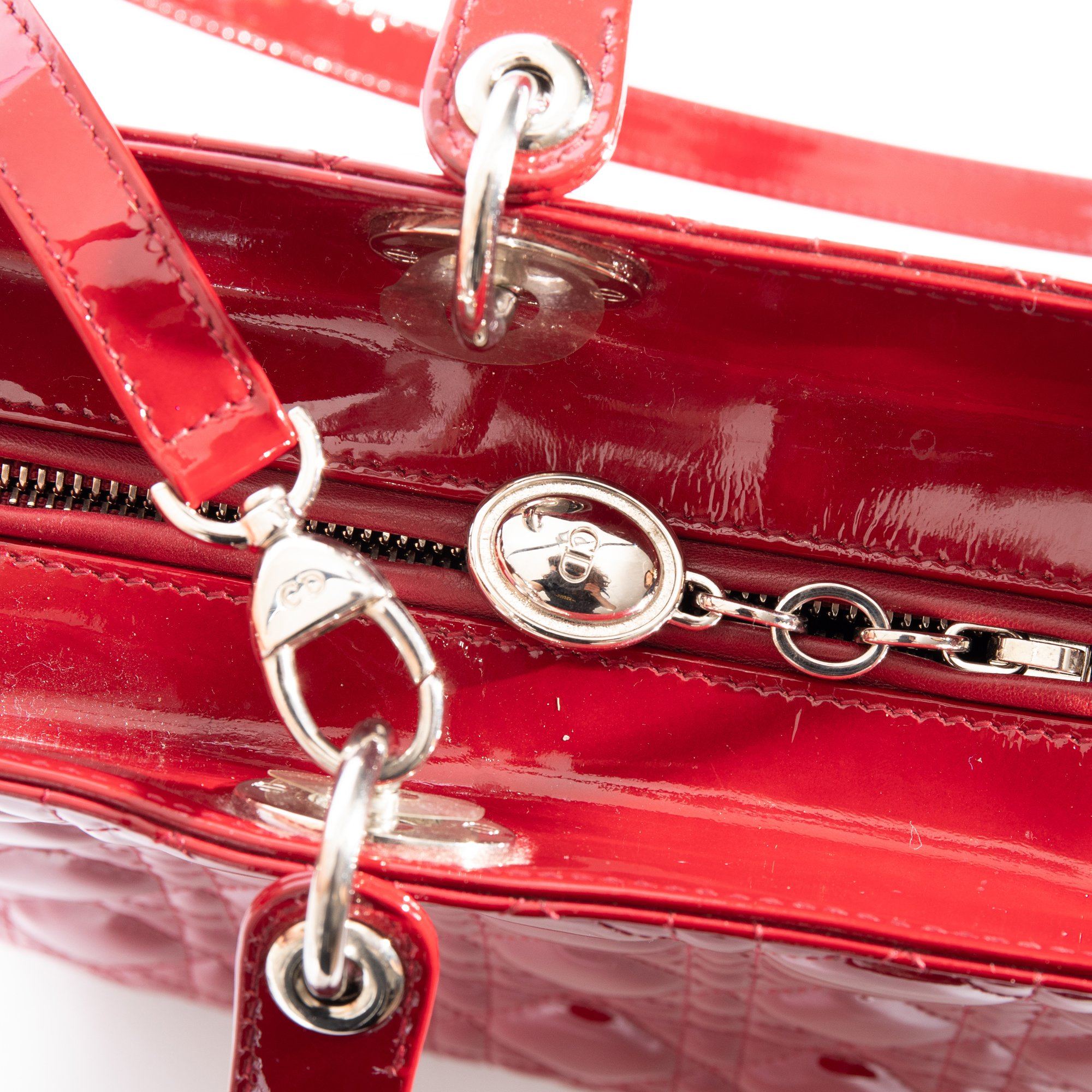 Christian Dior Large Red Leather Lady Dior Bag
