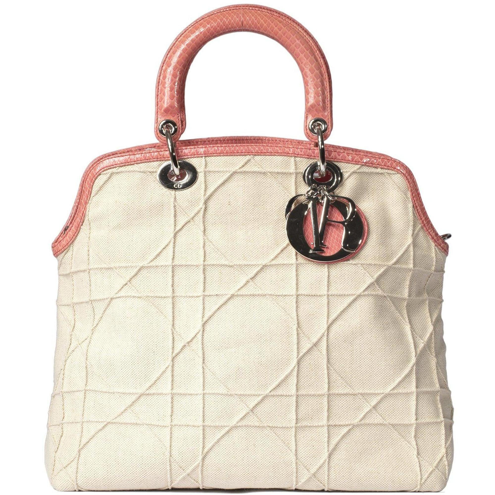 Christian Dior Limited Edition Canvas and Python Granville Bag