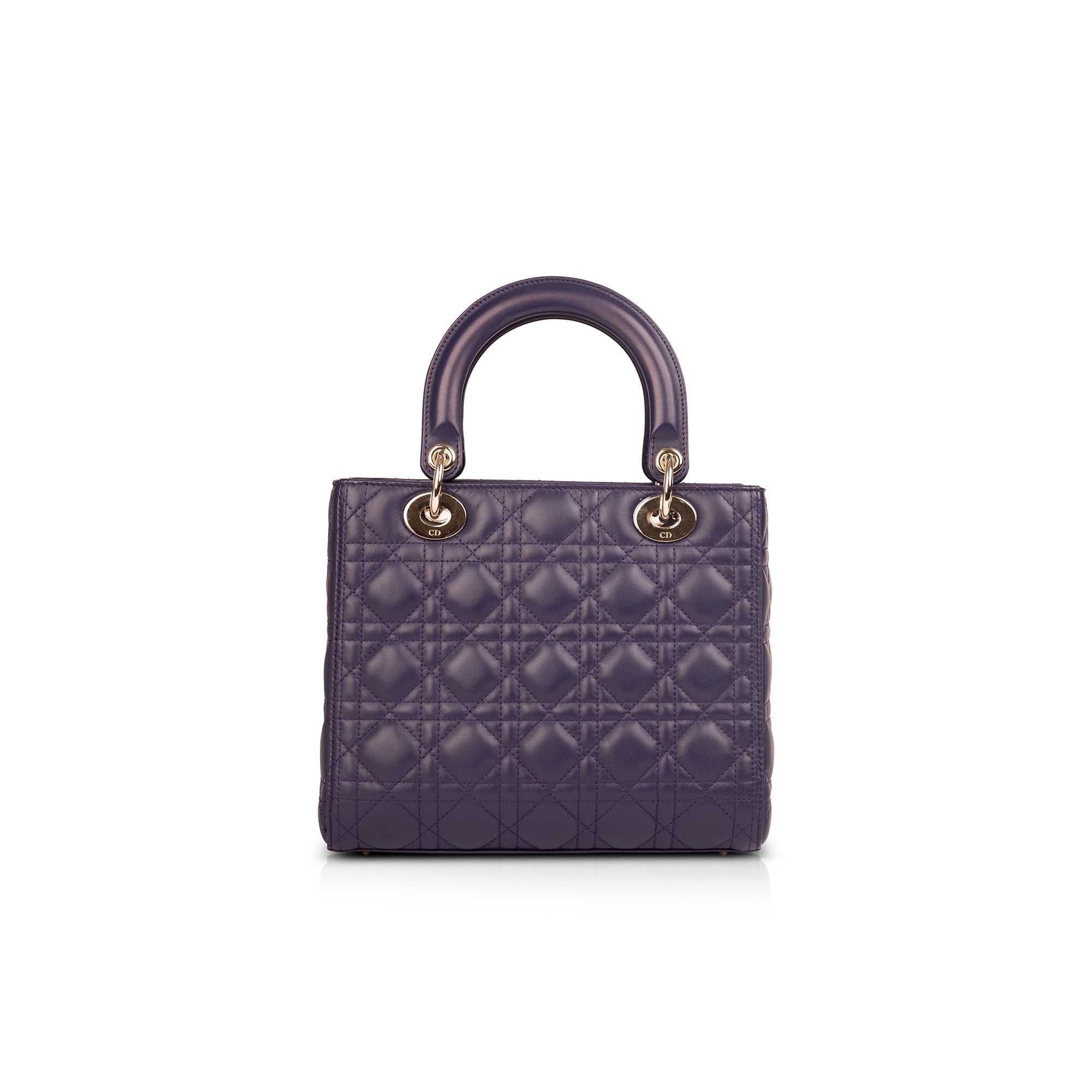 Christian Dior Medium Cannage Lambskin Lady Dior Bag w/ Crystal Strap