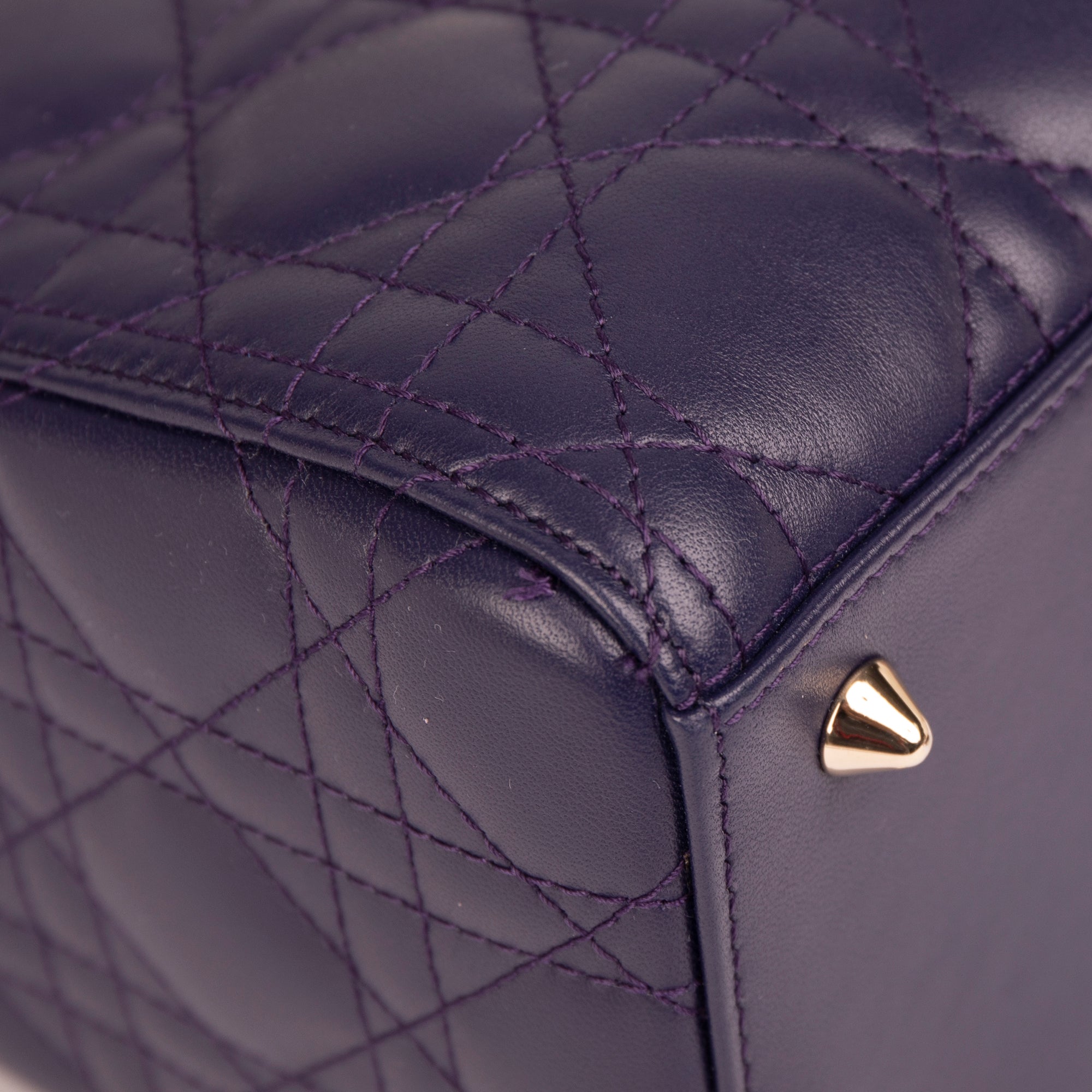 Christian Dior Medium Cannage Lambskin Lady Dior Bag w/ Crystal Strap