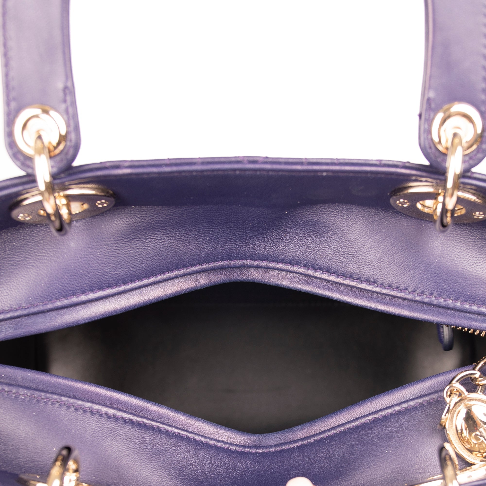 Christian Dior Medium Cannage Lambskin Lady Dior Bag w/ Crystal Strap