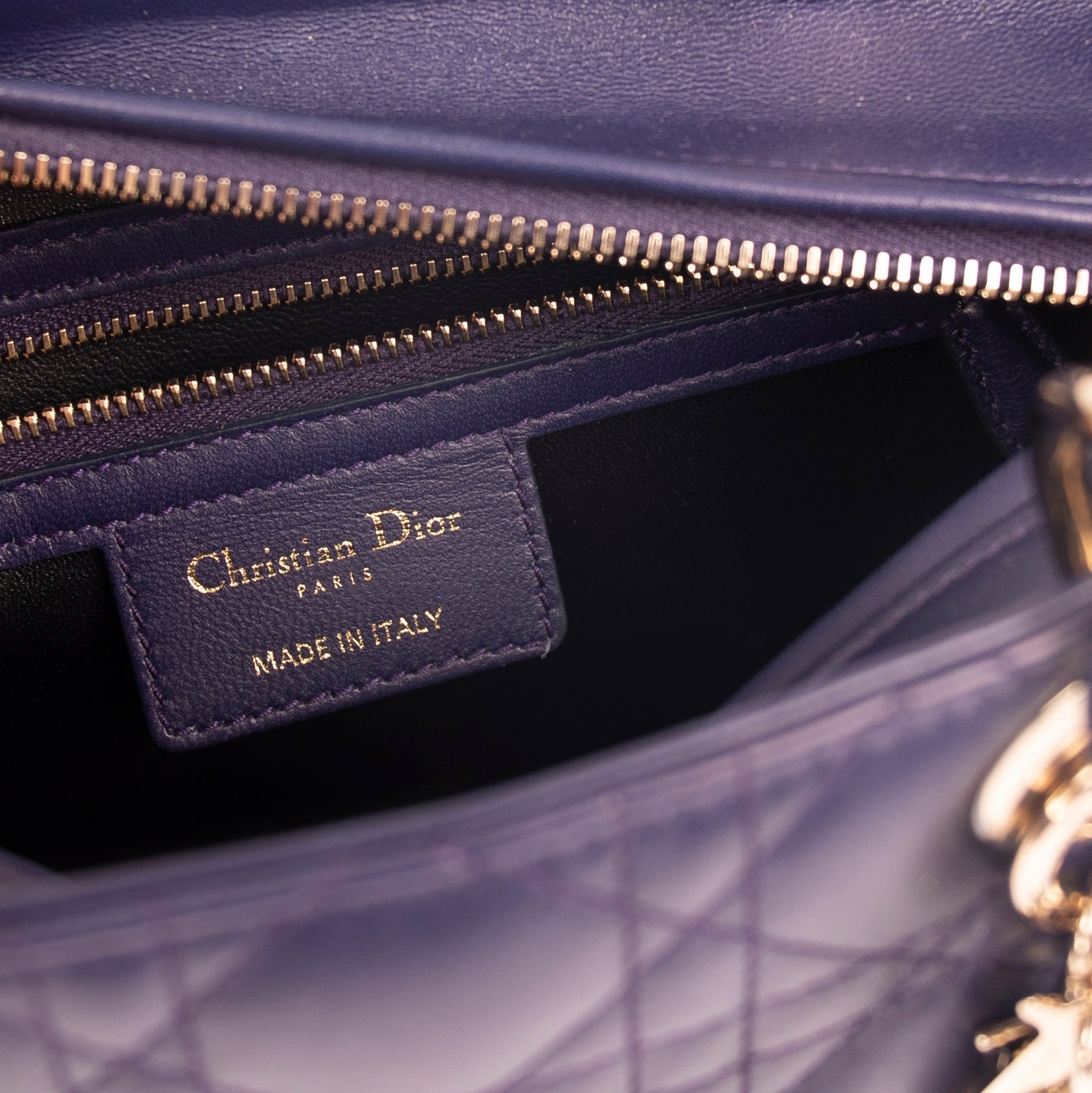 Christian Dior Medium Cannage Lambskin Lady Dior Bag w/ Crystal Strap