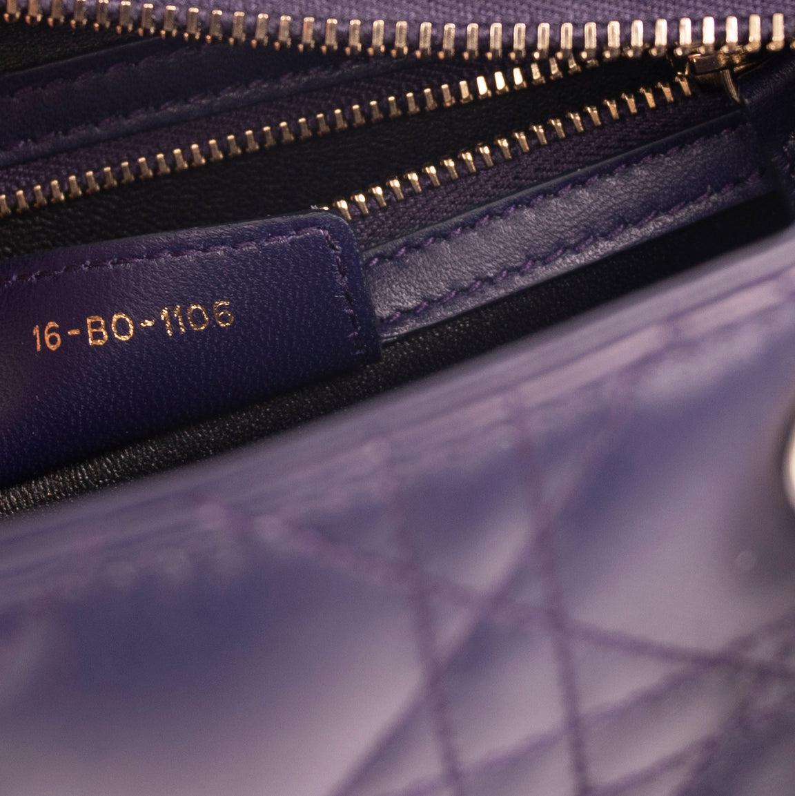 Christian Dior Medium Cannage Lambskin Lady Dior Bag w/ Crystal Strap