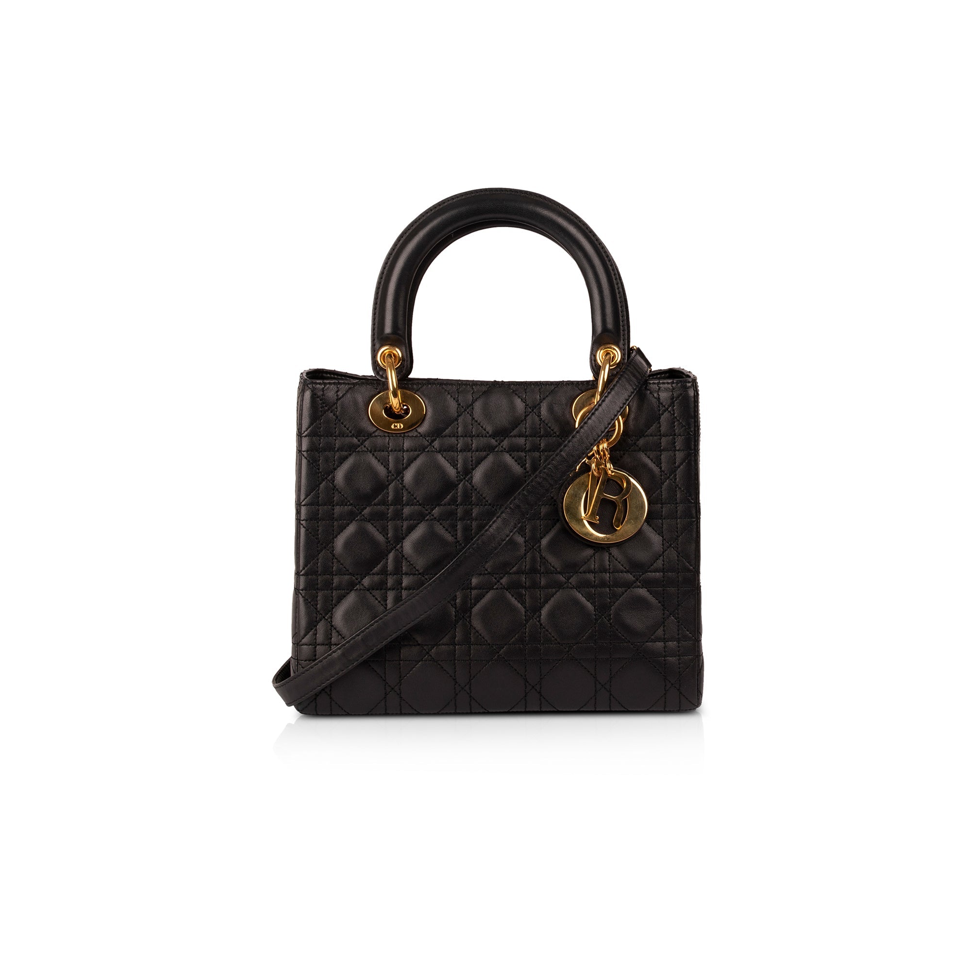 Christian Dior Medium Cannage Lambskin Lady Dior Bag w/ Strap