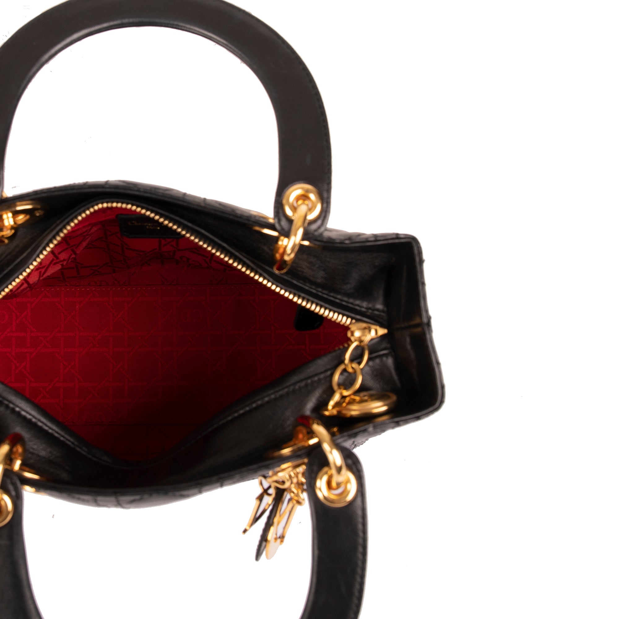 Christian Dior Medium Cannage Lambskin Lady Dior Bag w/ Strap
