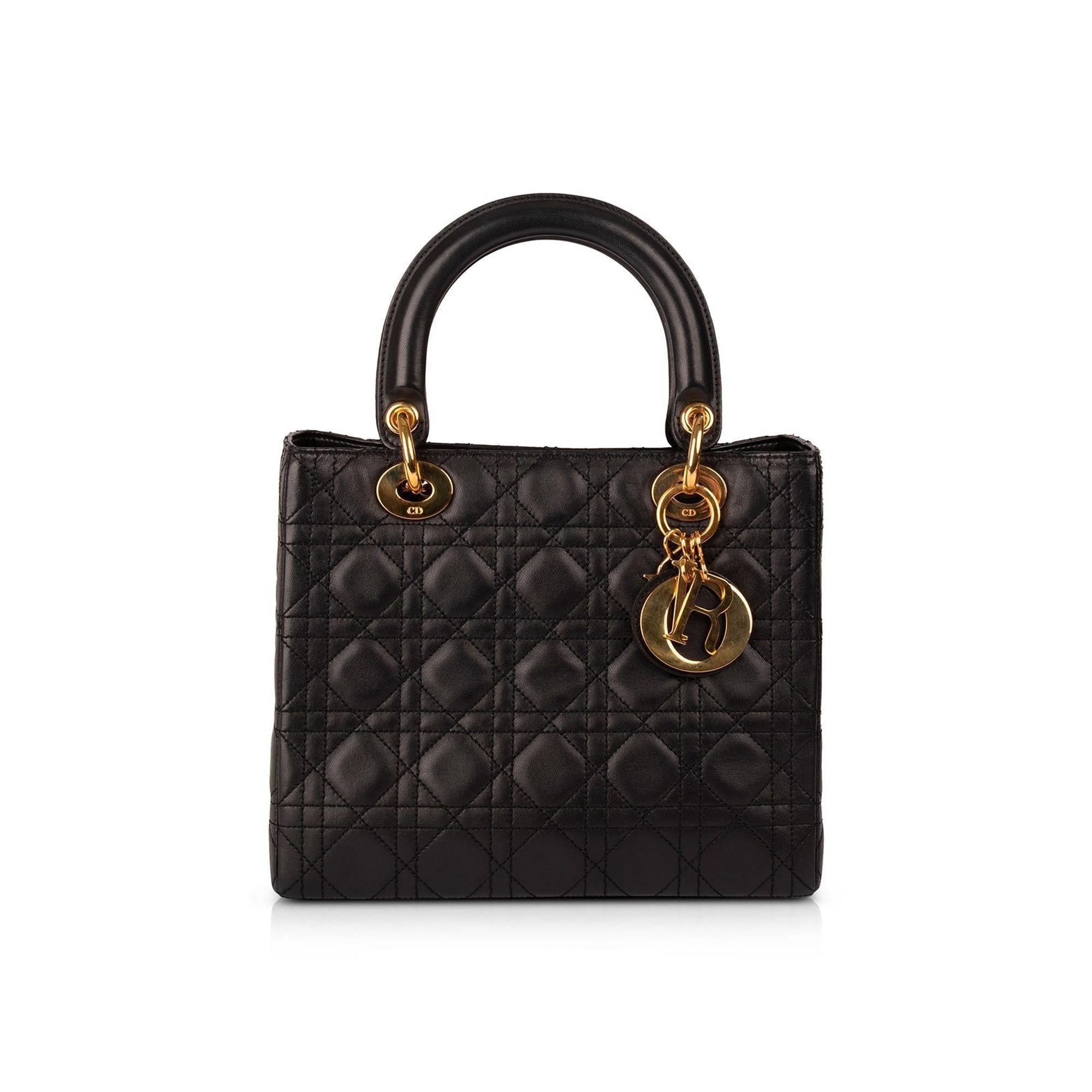 Christian Dior Medium Cannage Lambskin Lady Dior Bag w/ Strap