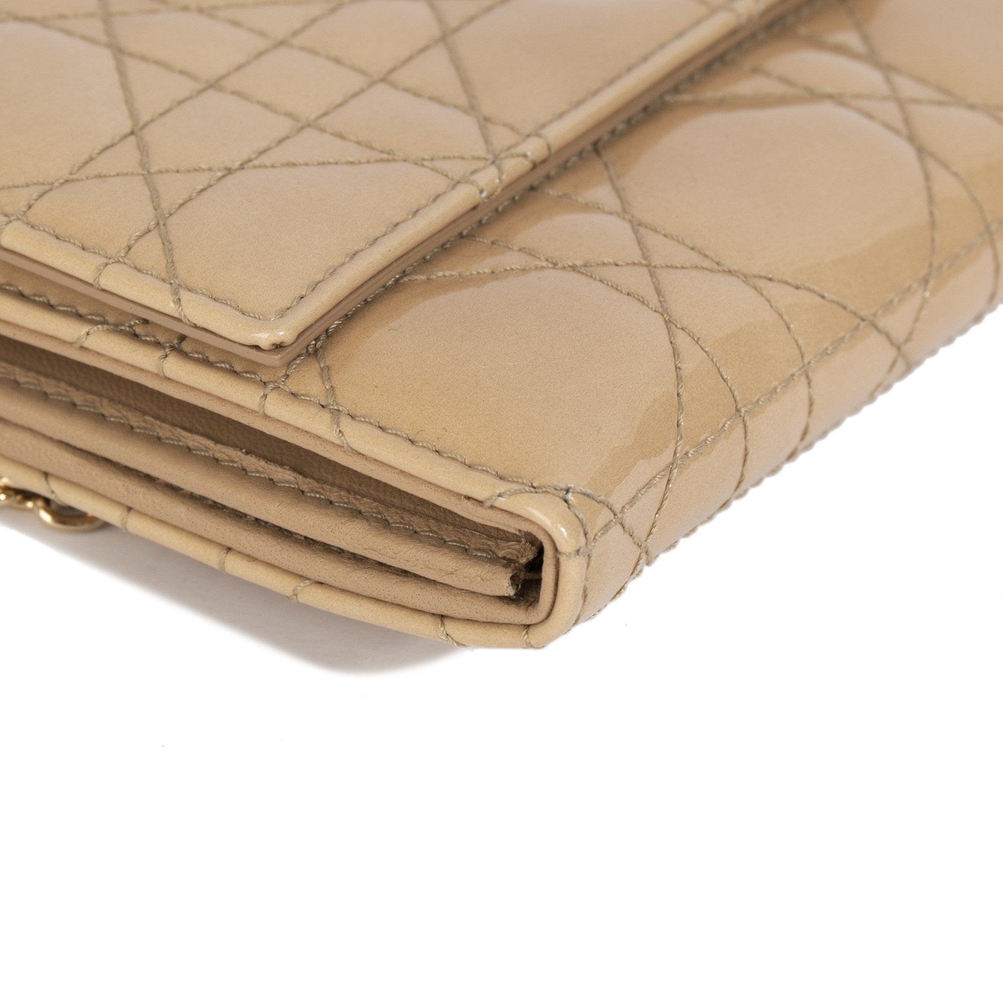 Christian Dior Patent Cannage Lady Dior Chain Wallet