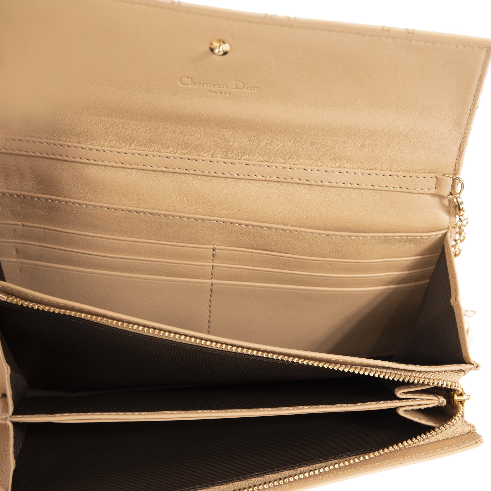 Christian Dior Patent Cannage Lady Dior Chain Wallet