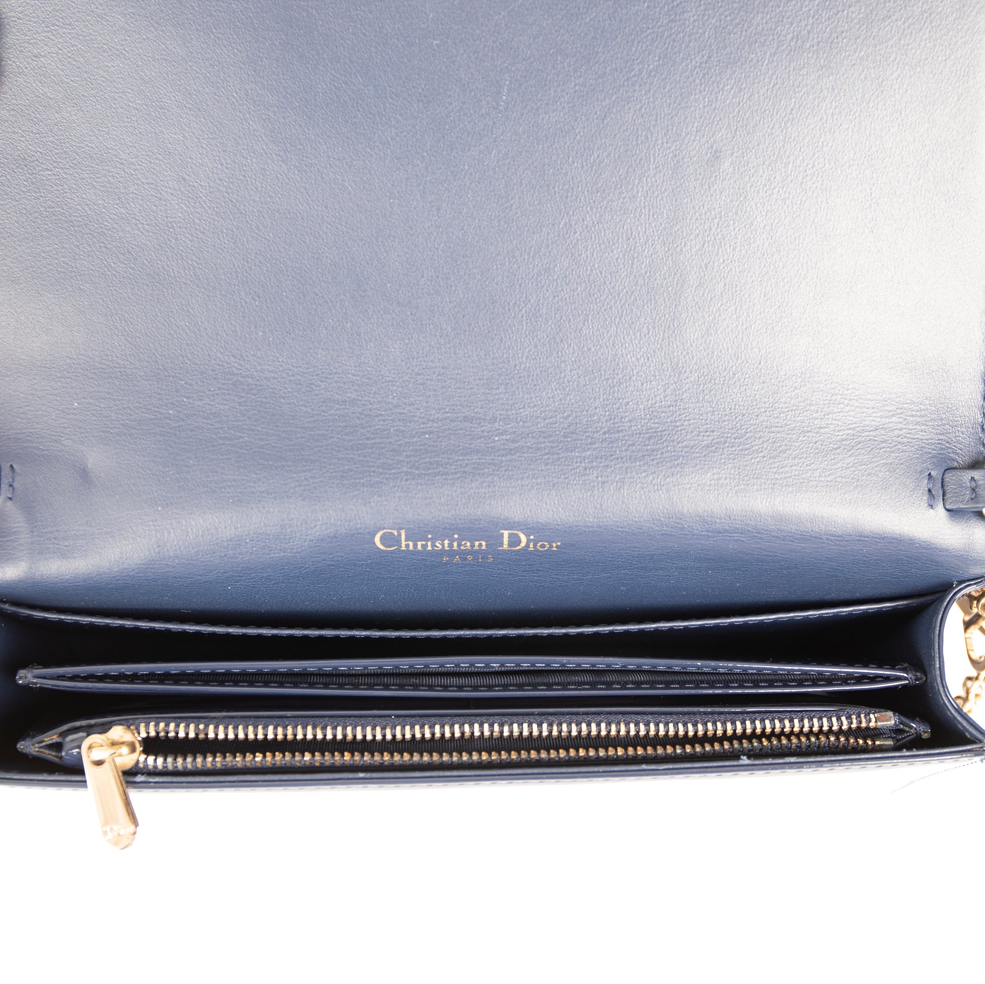 Christian Dior Patent Cannage Leather Lady Dior Chain Pouch w/ Box & Inserts