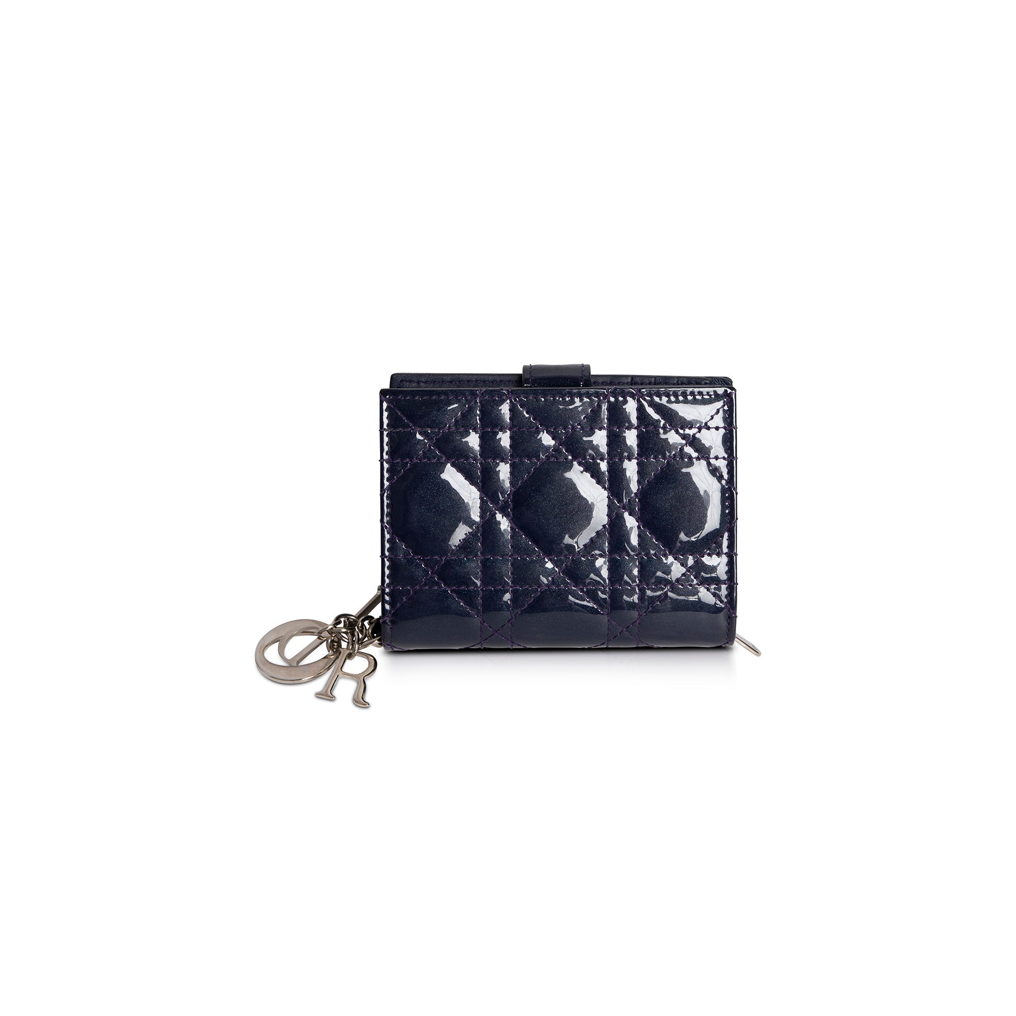 Christian Dior Patent Cannage Mini Lady Dior Wallet w/ Box