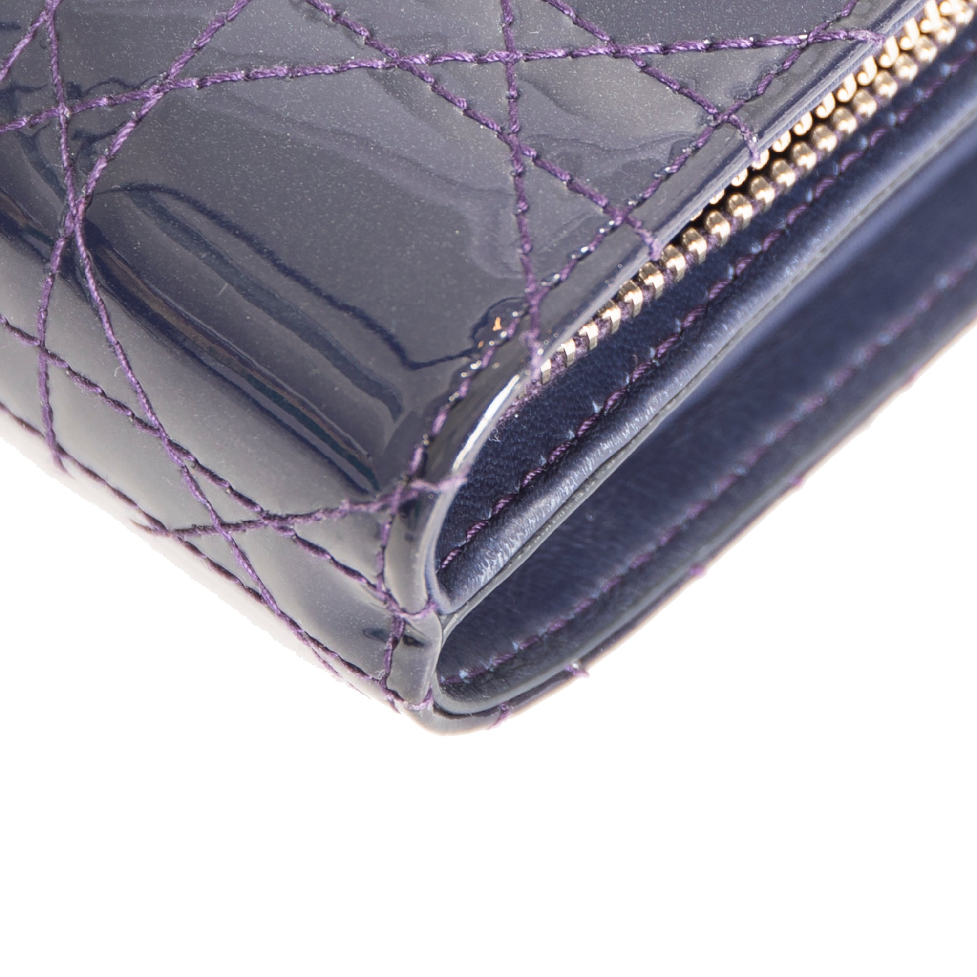 Christian Dior Patent Cannage Mini Lady Dior Wallet w/ Box