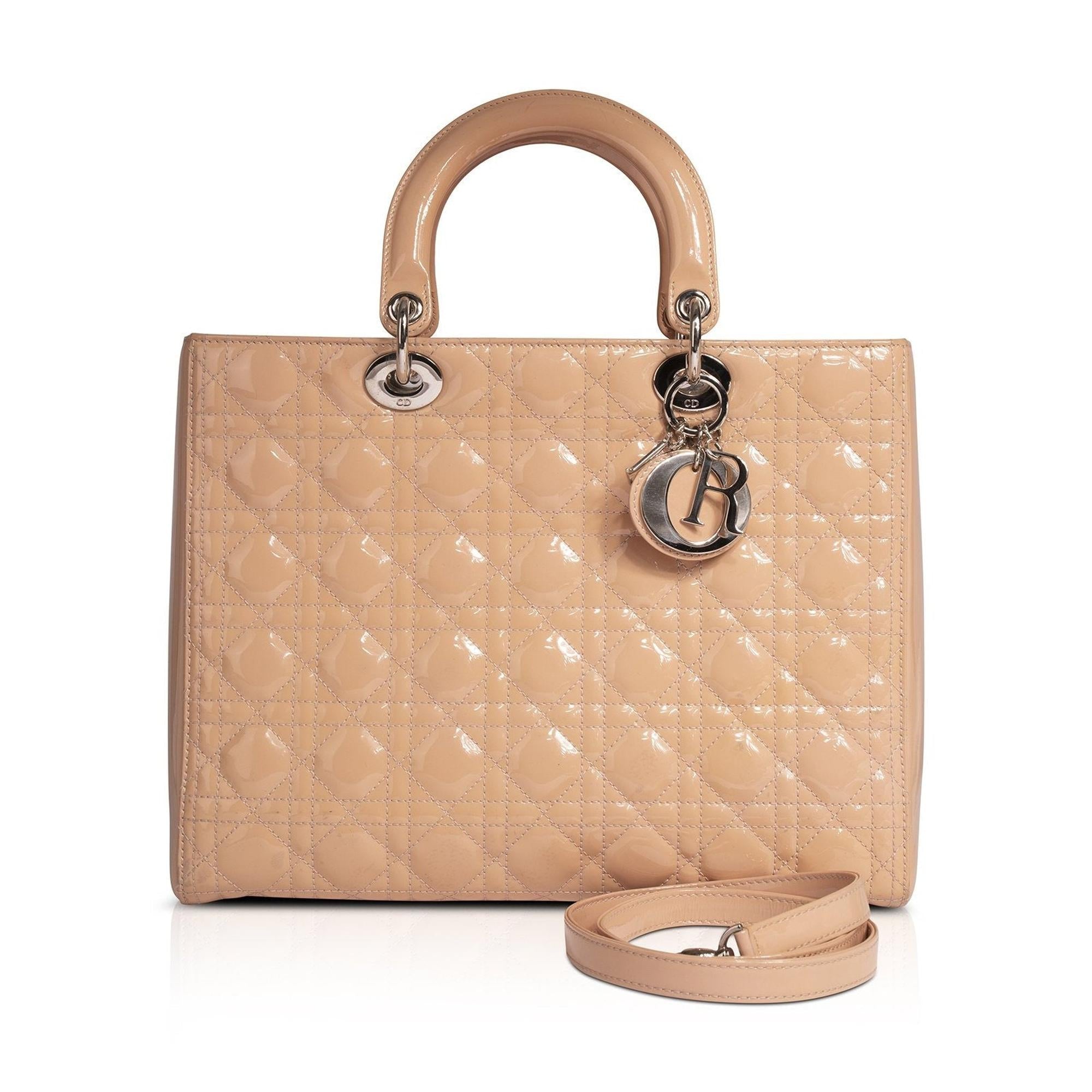ディオール 850 Christian Dior Patent Large Lady Dior Bag – OLIVER'S