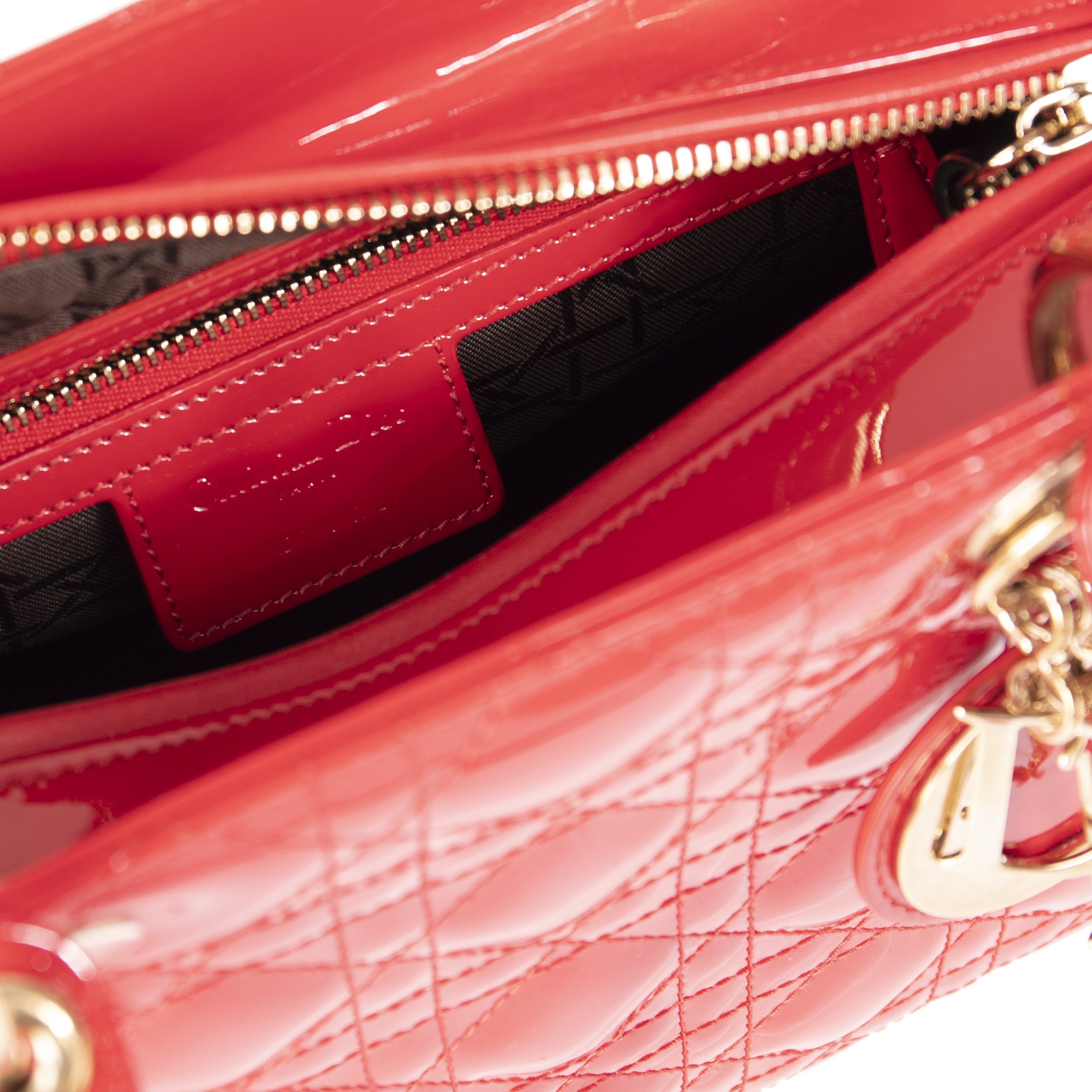 Christian Dior Patent Leather Medium Lady Dior Bag