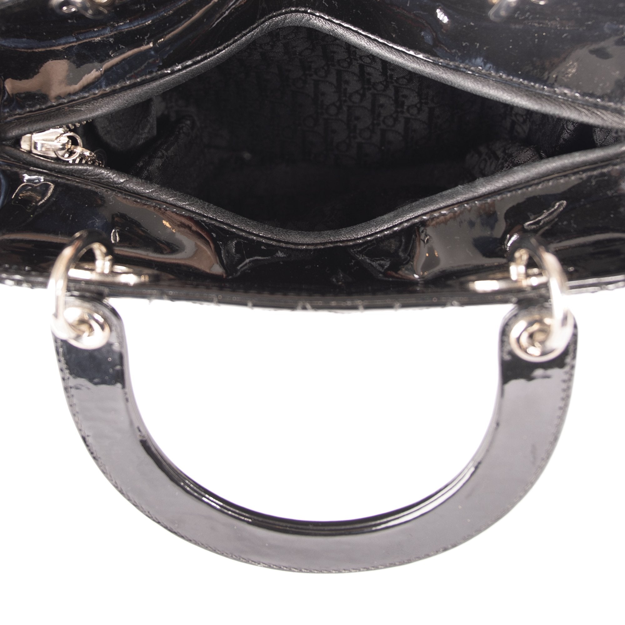 Christian Dior Patent Leather Medium Lady Dior Bag W/O Shoulder Strap