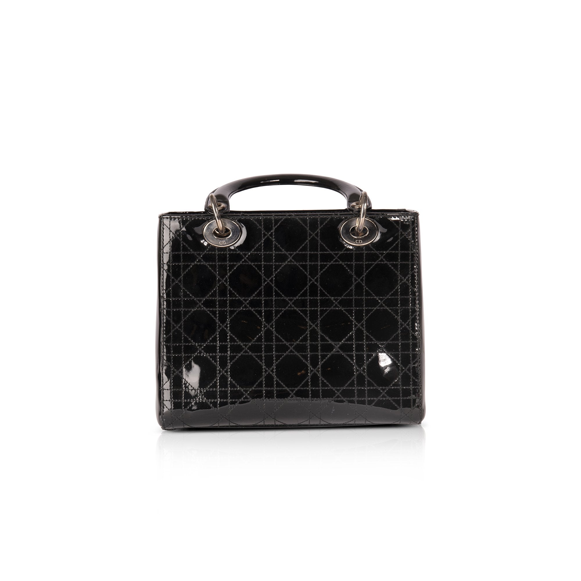 Christian Dior Patent Leather Medium Lady Dior Bag W/O Shoulder Strap