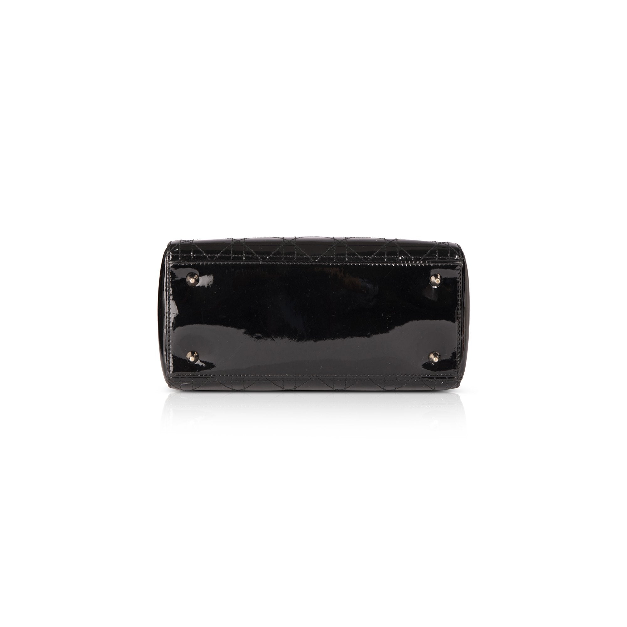 Christian Dior Patent Leather Medium Lady Dior Bag W/O Shoulder Strap