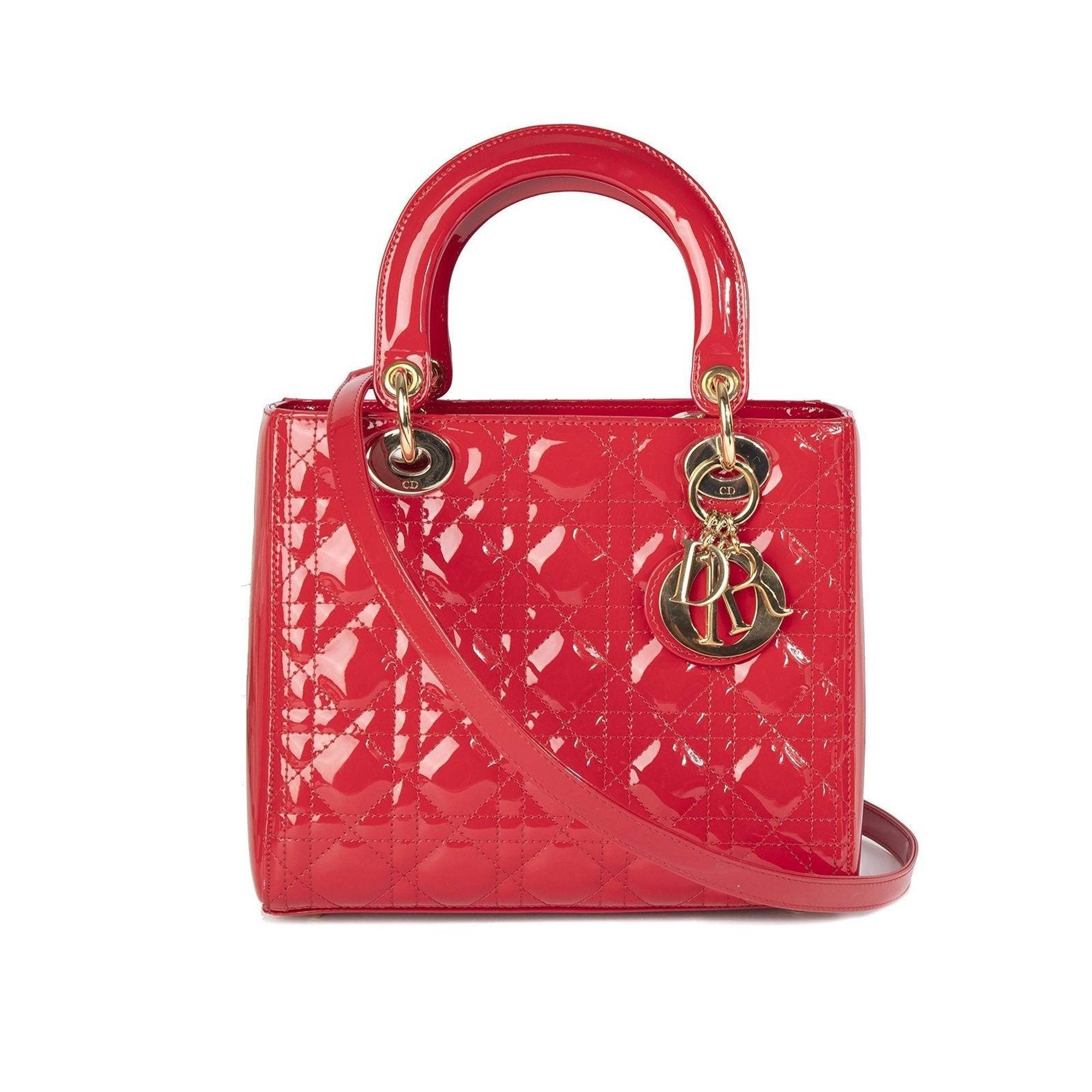 Christian Dior Patent Leather Medium Lady Dior Bag