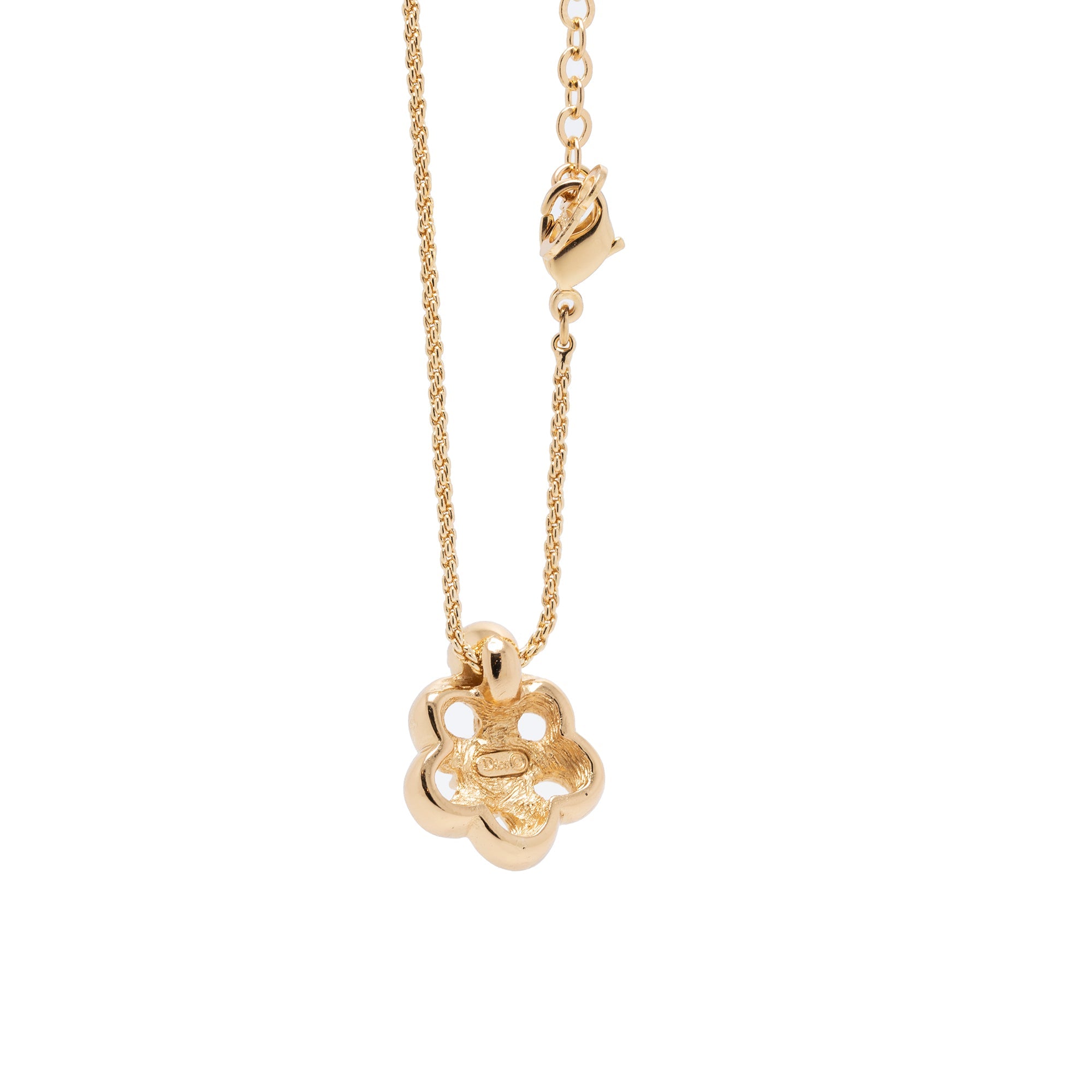 Christian Dior Vintage Crystal Flower Pendant Necklace