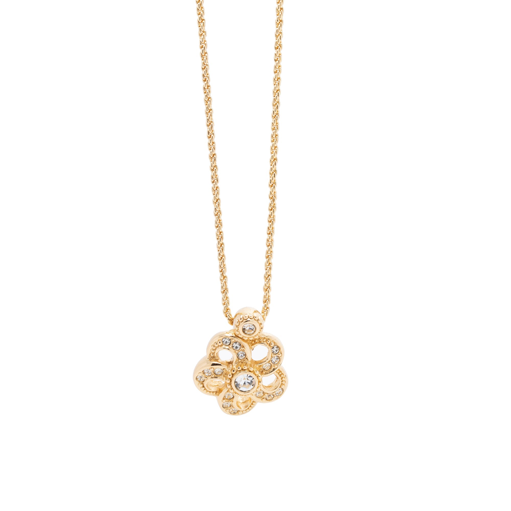 Christian Dior Vintage Crystal Flower Pendant Necklace